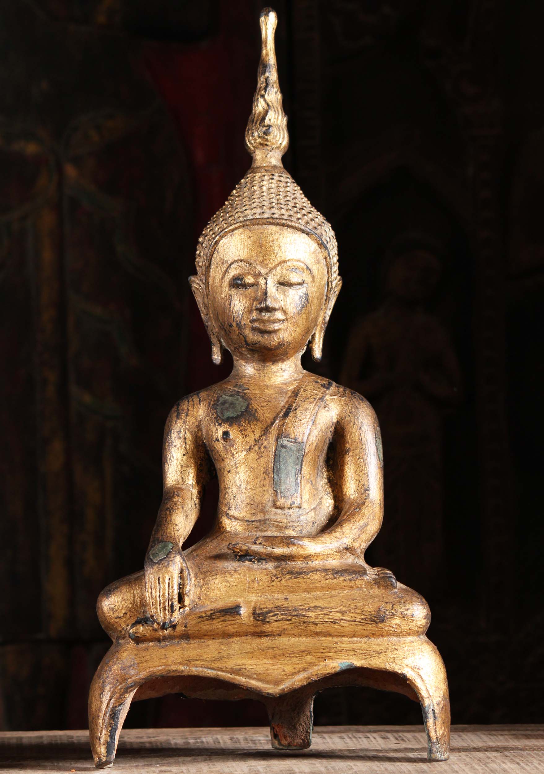 Gold Leaf Laotian Style Buddha Statue 20"