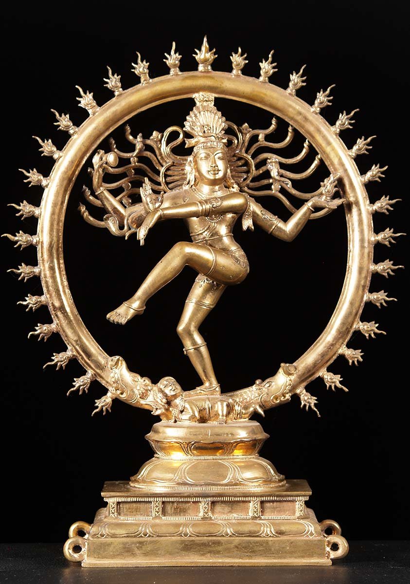 Golden Bronze Nataraja Statue 18"