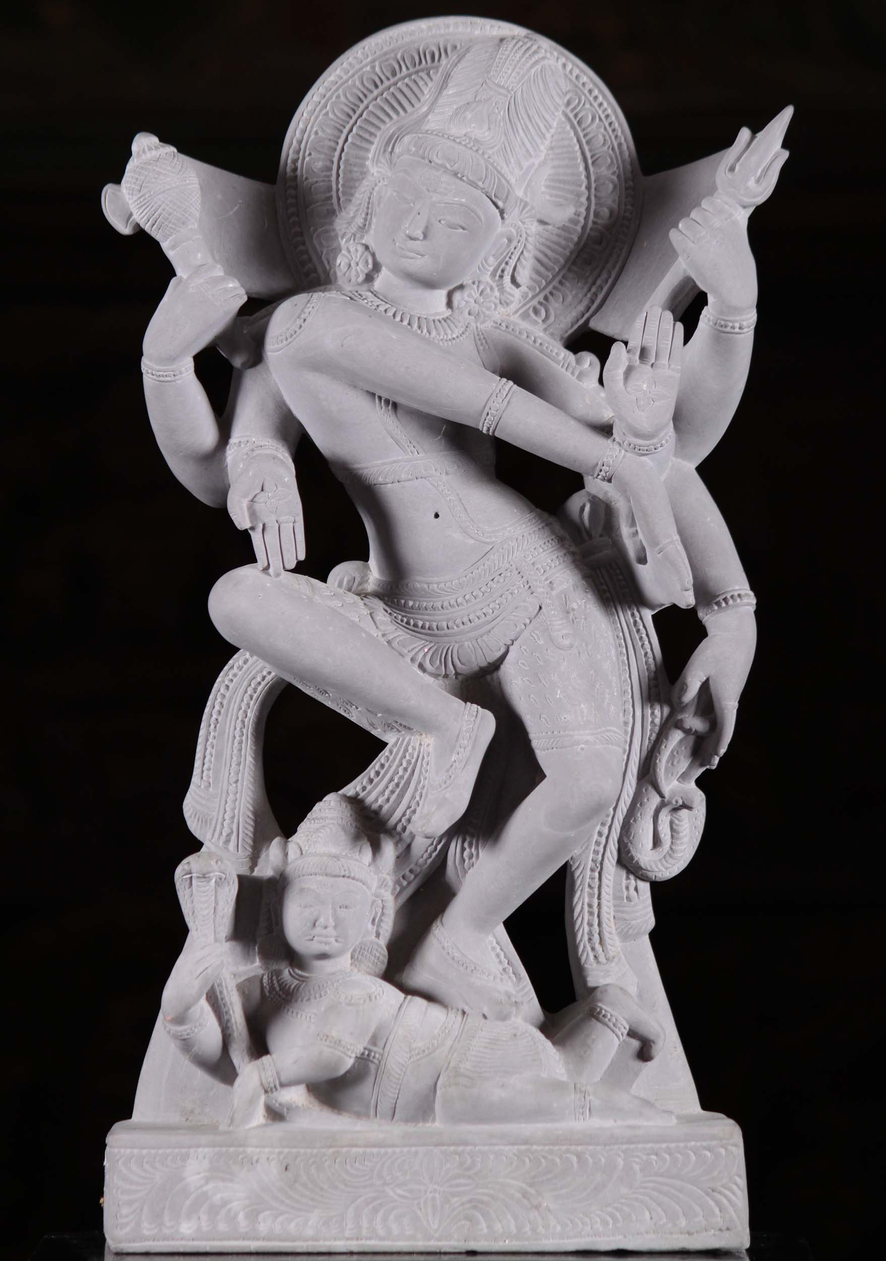 Gray Marble 6 Armed Dancing Shiva Statue 15"