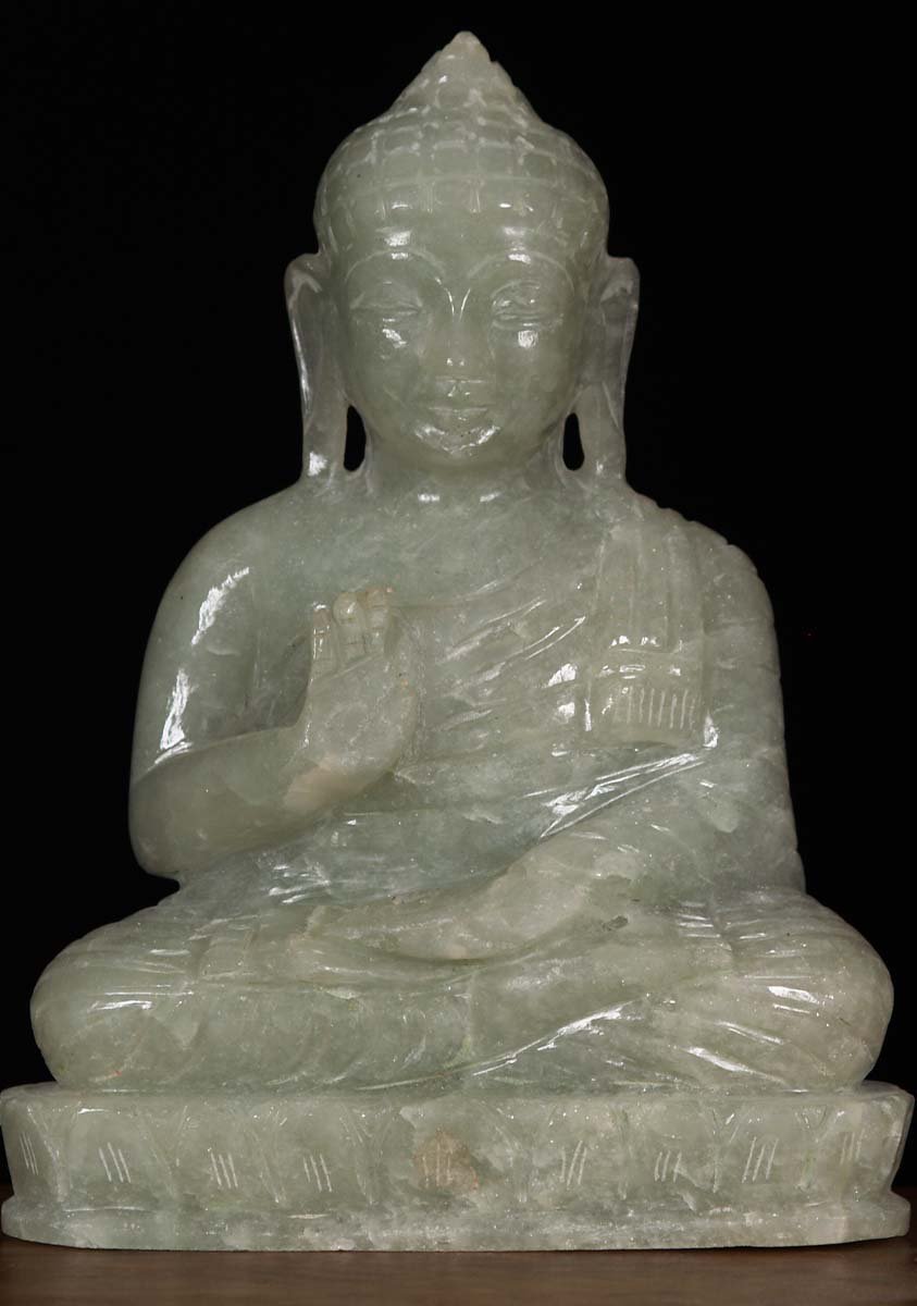 Green Crystal Teaching Buddha Statue 8"