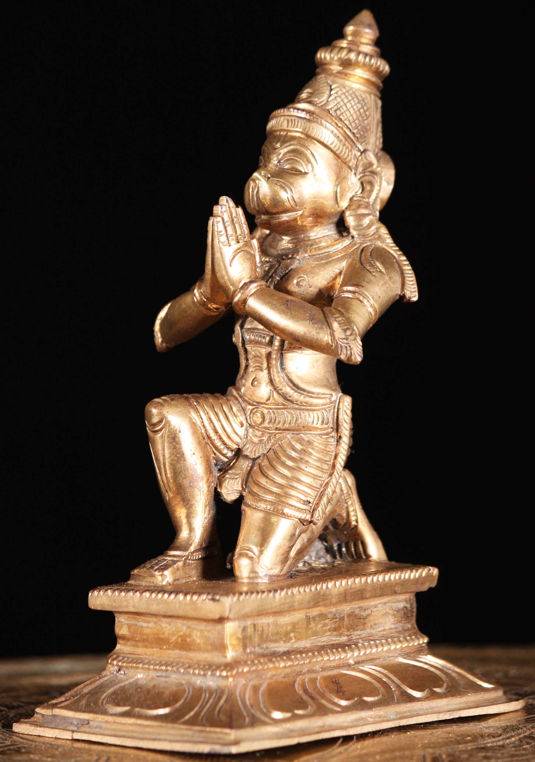 Bronze Hanuman Small Kneeling Statue 6"