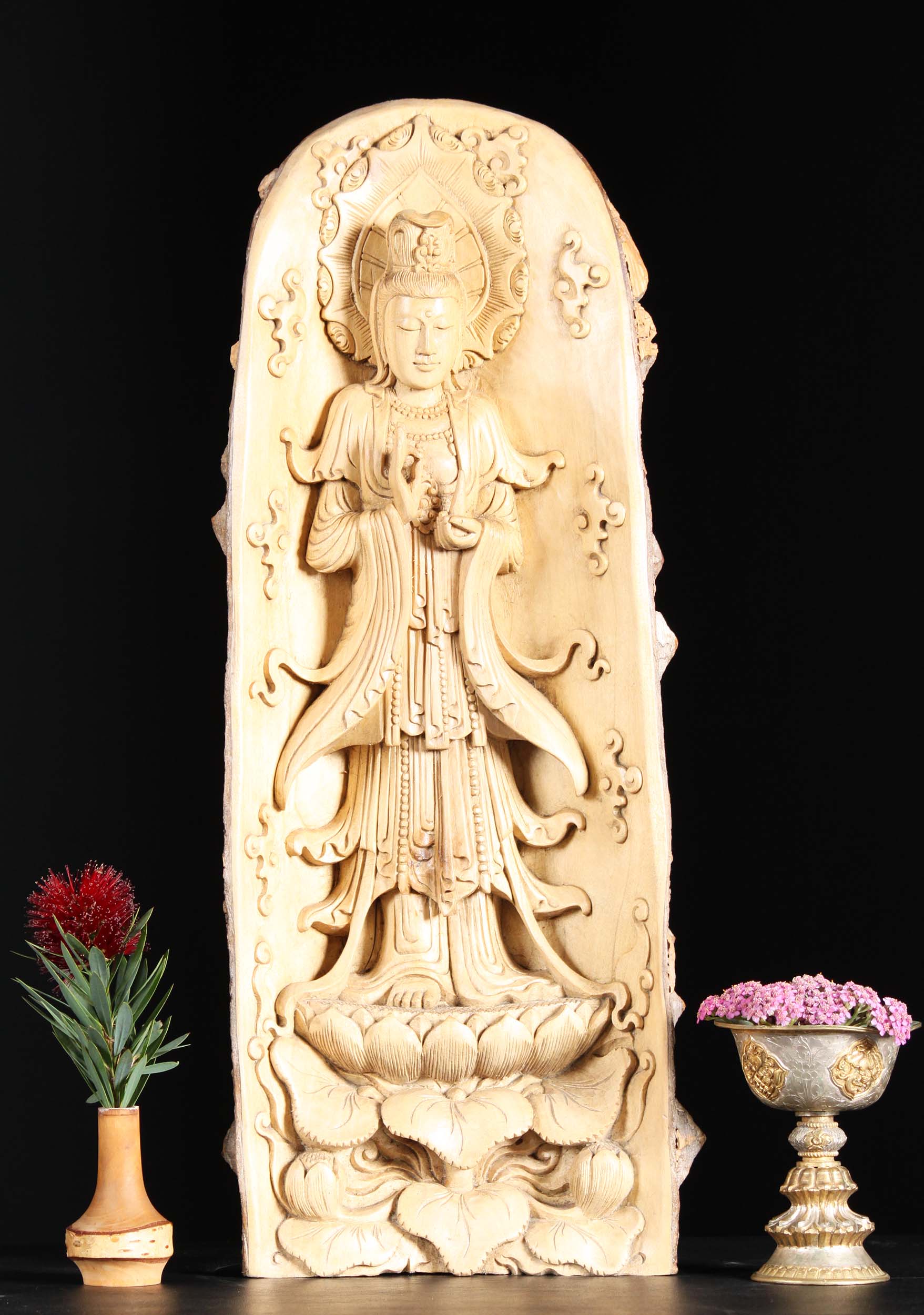 Wood Bodhisattva of Compassion Kwan Yin 21"