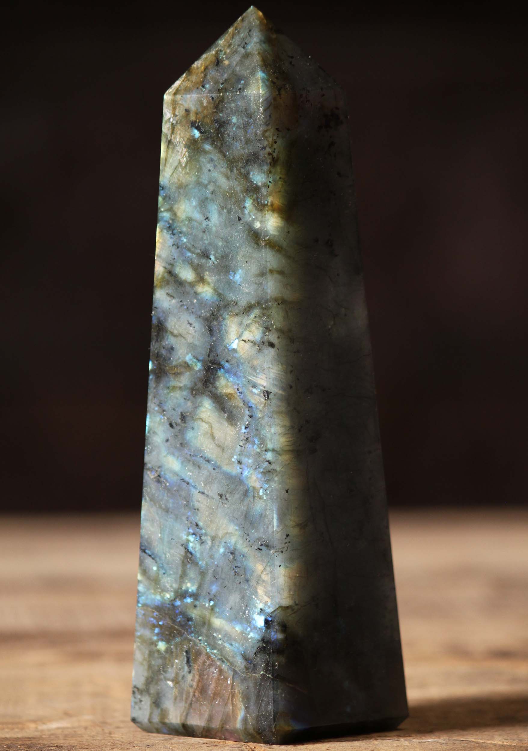 Labradorite Crystal Tower Obelisk Point Healing Crystal Reiki 7"