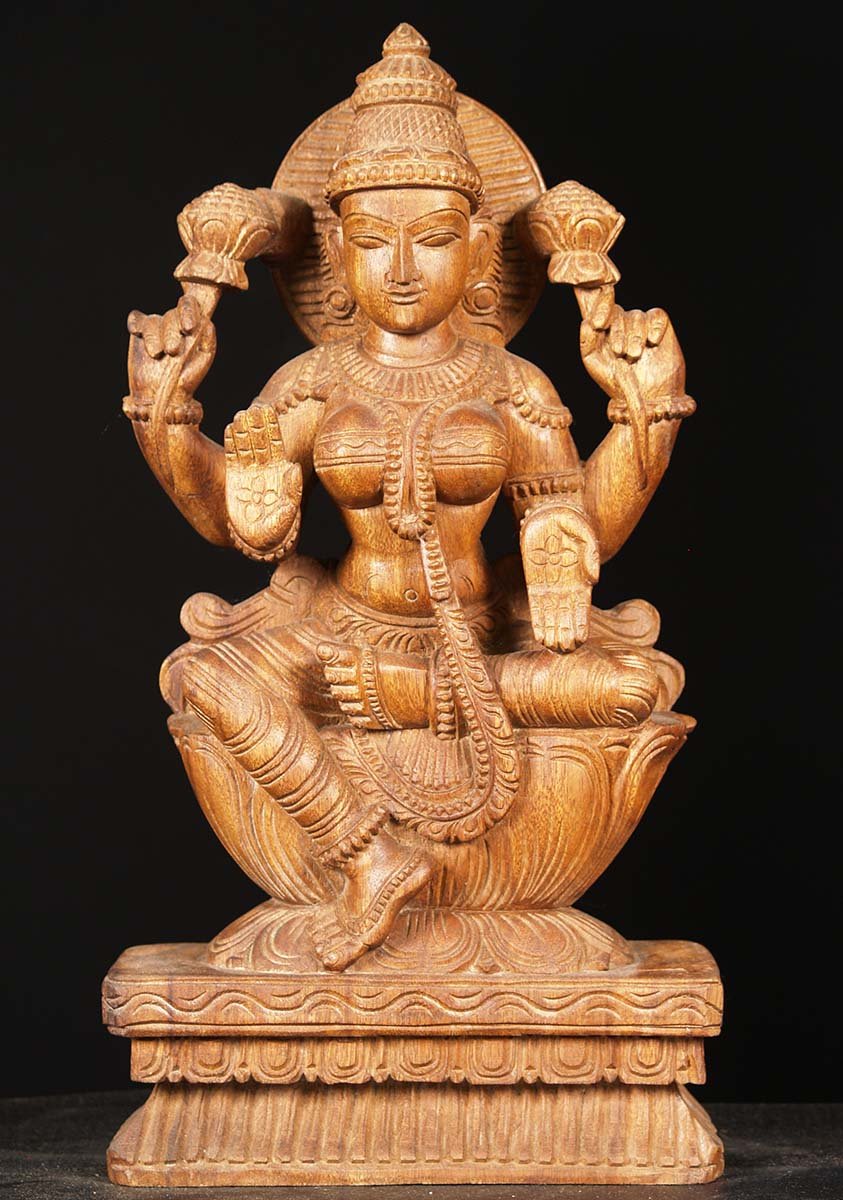 Wooden Lakshmi Carving 18"