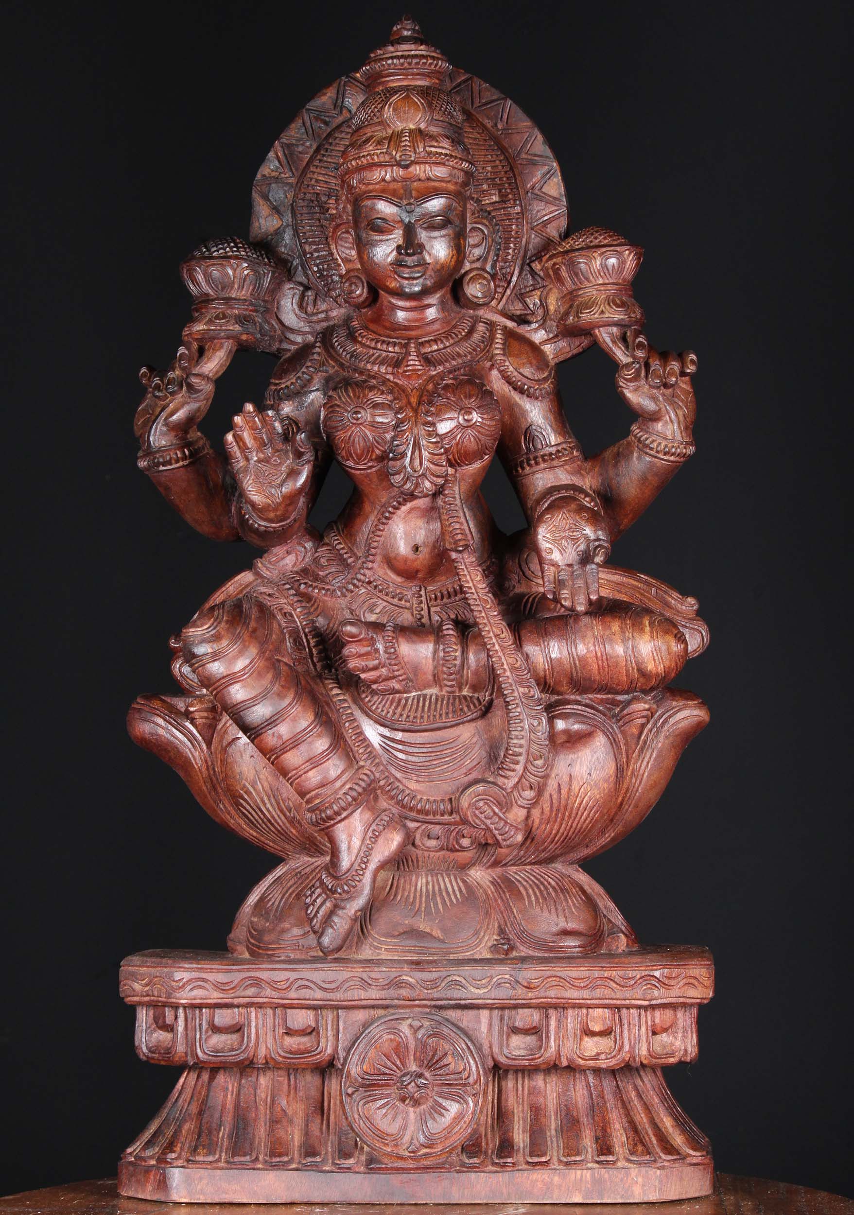 Wooden Lakshmi in Abhaya & Varada Mudras 30"