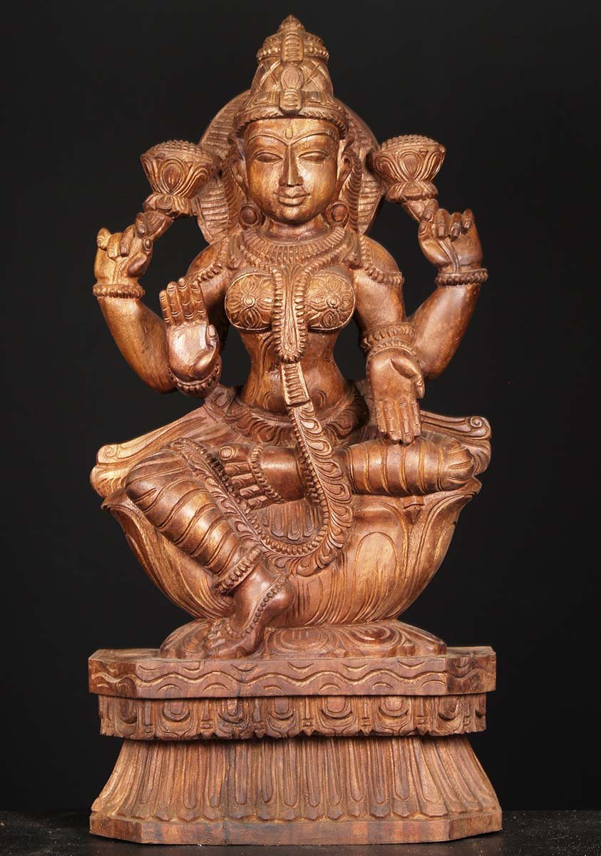 Wooden Lakshmi Sculpture 24"