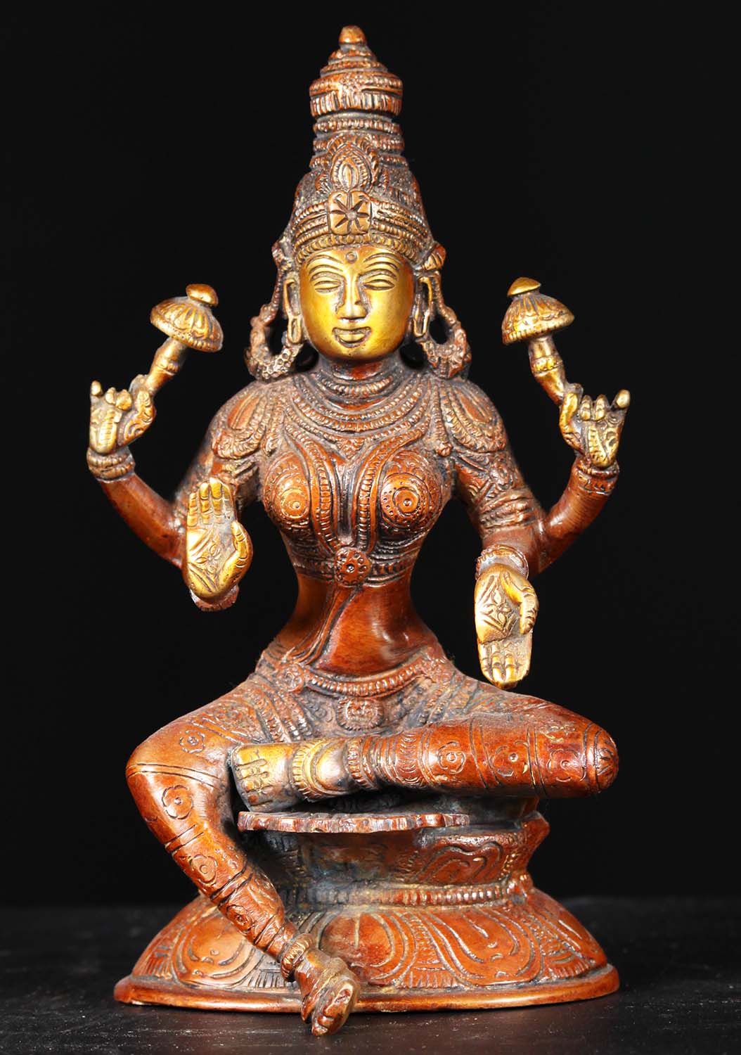 Lakshmi Seated Holding Two Lotus Flowers 8