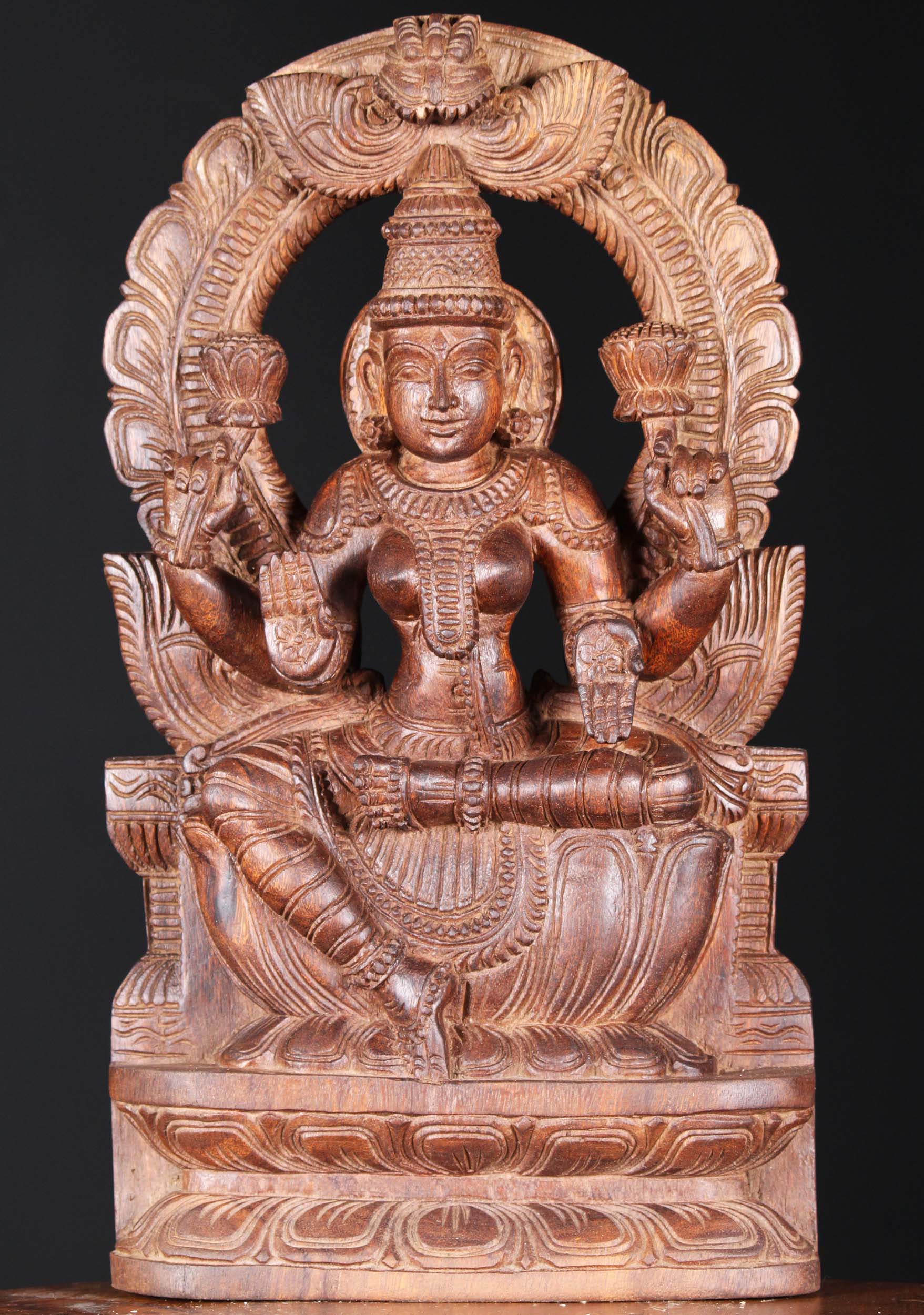 Wooden Lakshmi Statue with Arch 18"