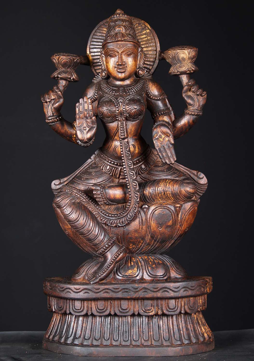 Wooden Lakshmi Sculpture 24"