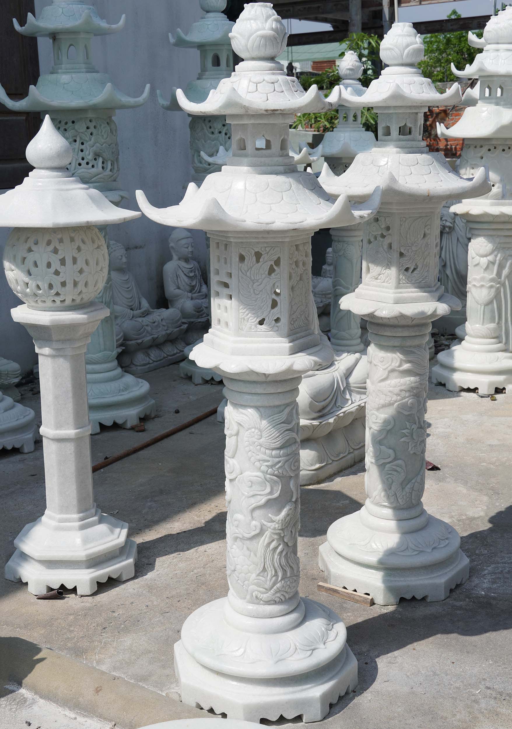 White Marble Japanese Lanterns 66"