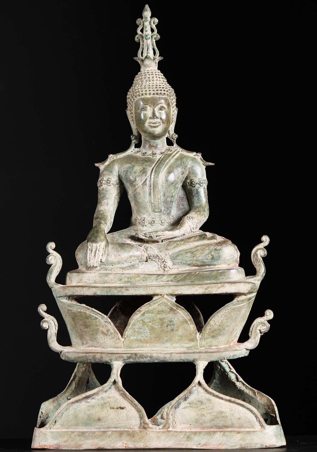 Laotian Buddha Thai Brass Sculpture 26"