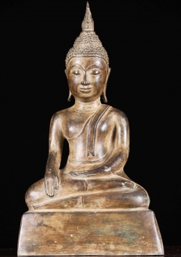 Brass Reclining Buddha Sculpture 11.5