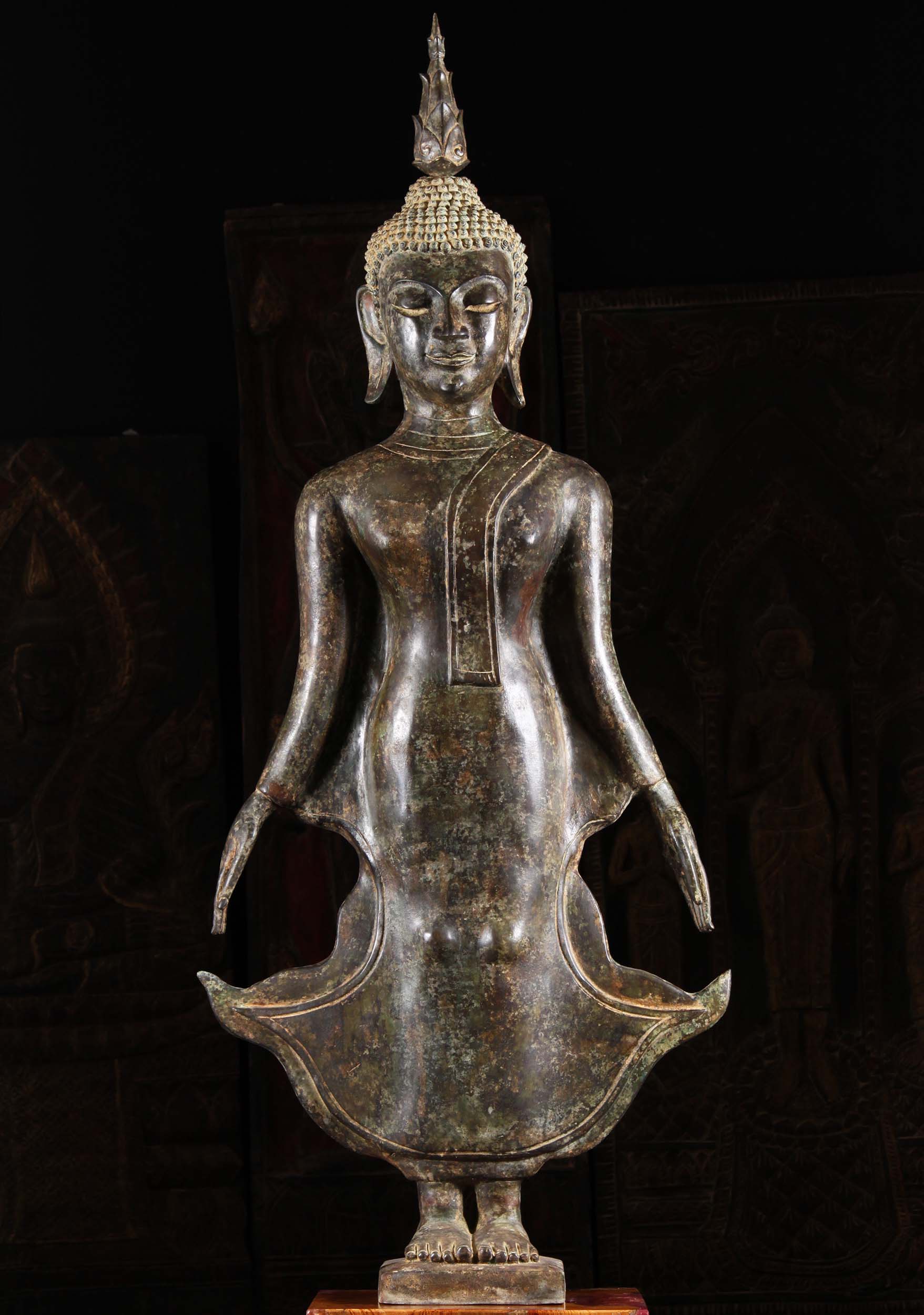 Unique Laotian Style Standing Buddha Statue 56"