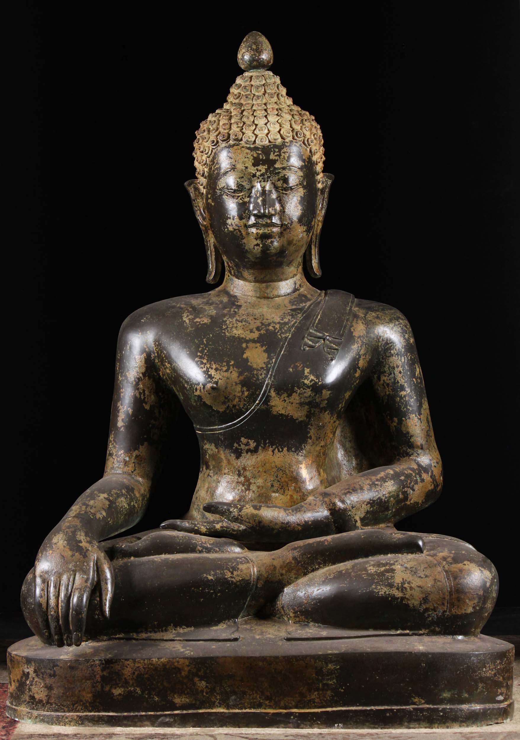 SOLD Large Brass Chiang Saen, Thai Buddha Statue 58