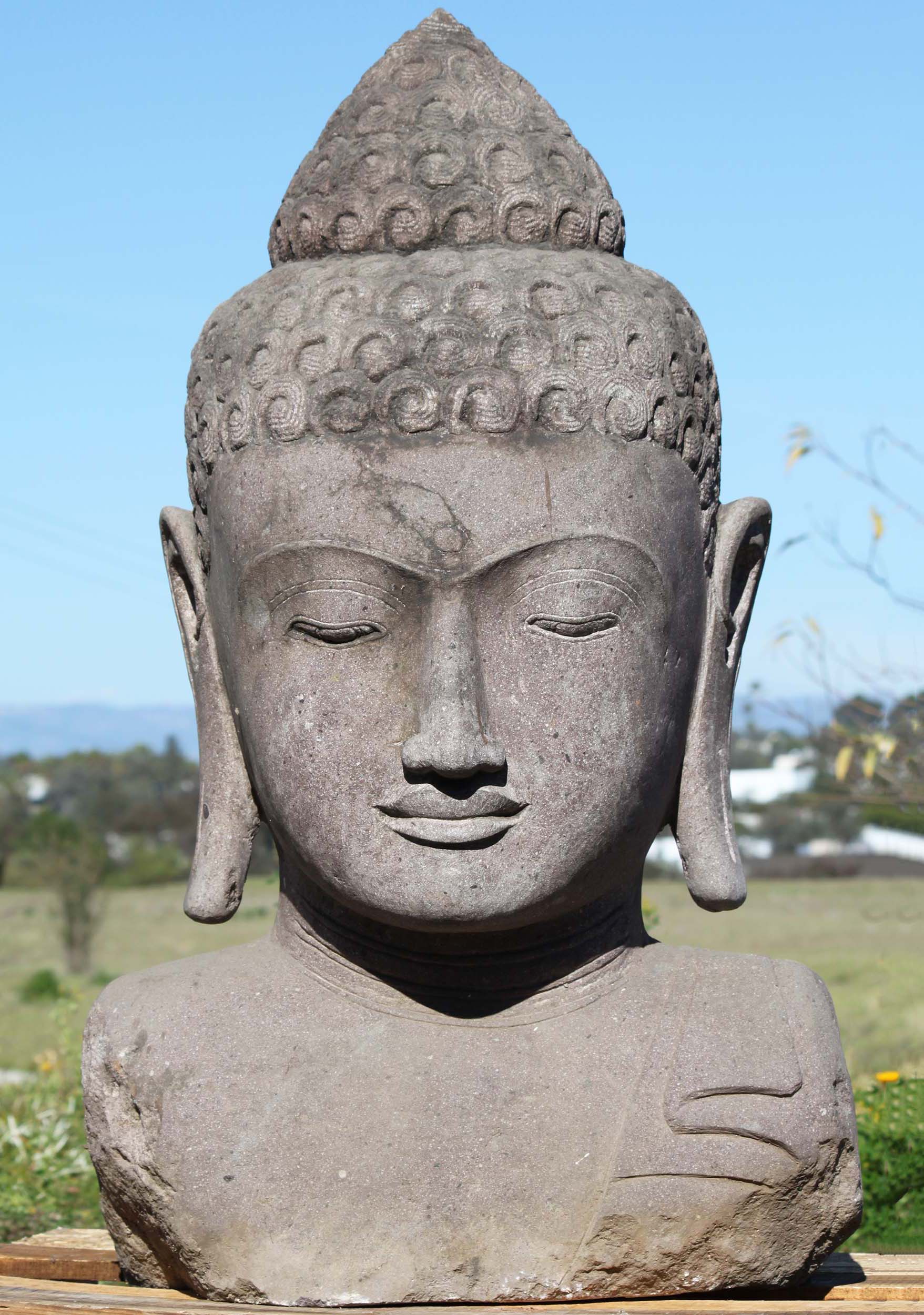 SOLD Stone Rustic Buddha Head Sculpture 43