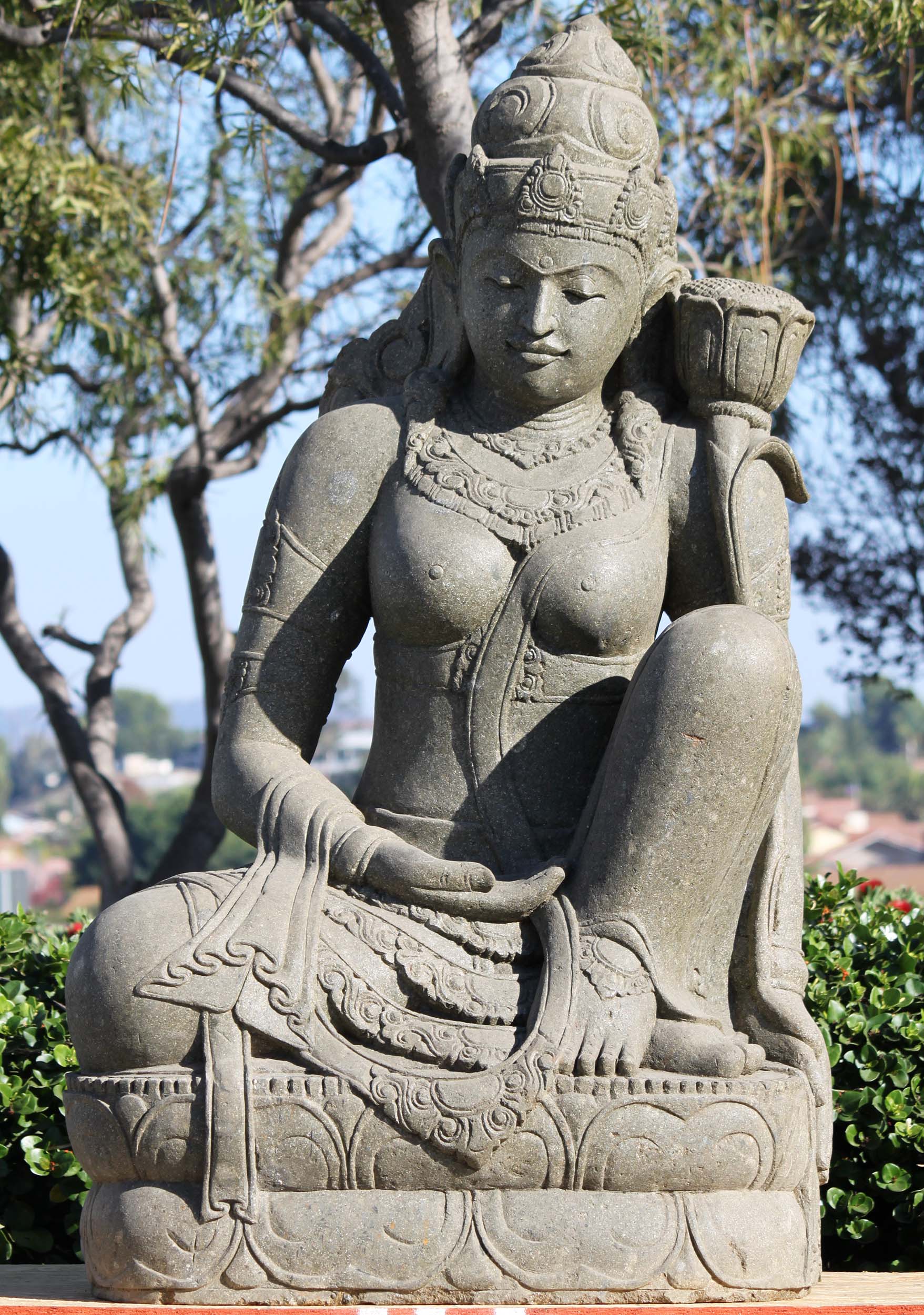 Stone Large Seated Devi Tara Statue 59"