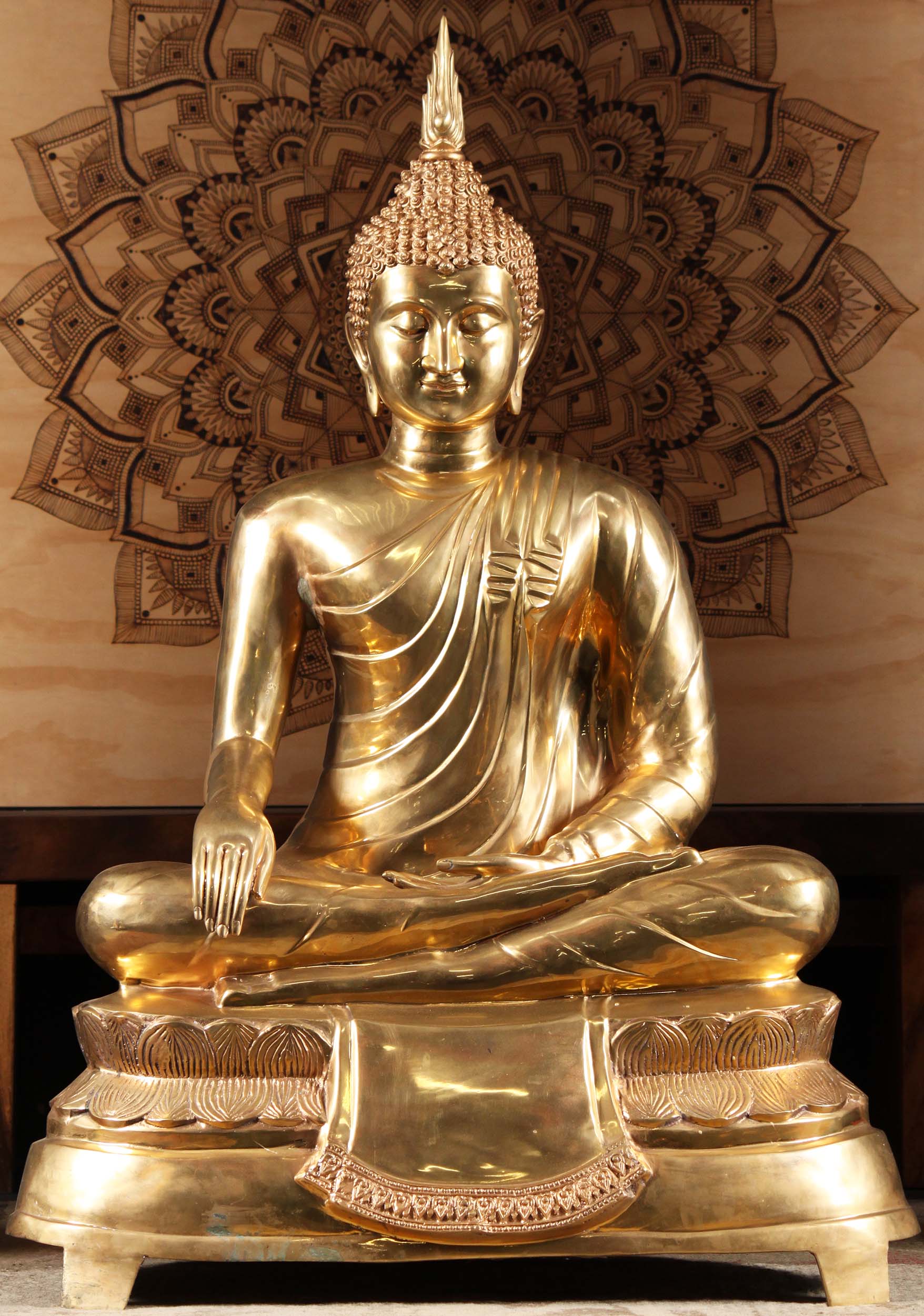 SOLD Large Golden Thai Brass Buddha Statue 52