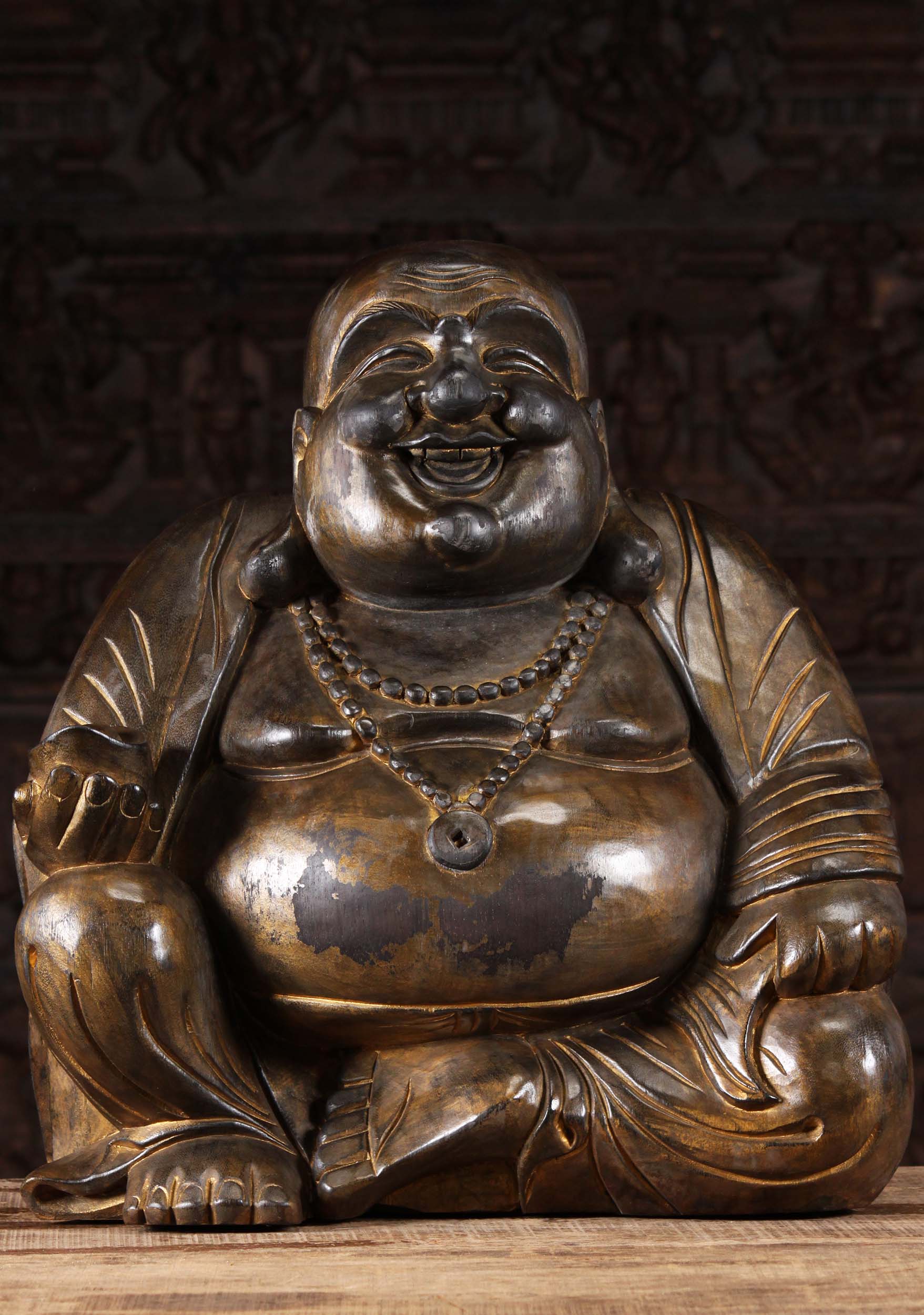 Sold Large Seated Fat And Happy Buddha Sculpture 24 116bw1b Lotus Sculpture