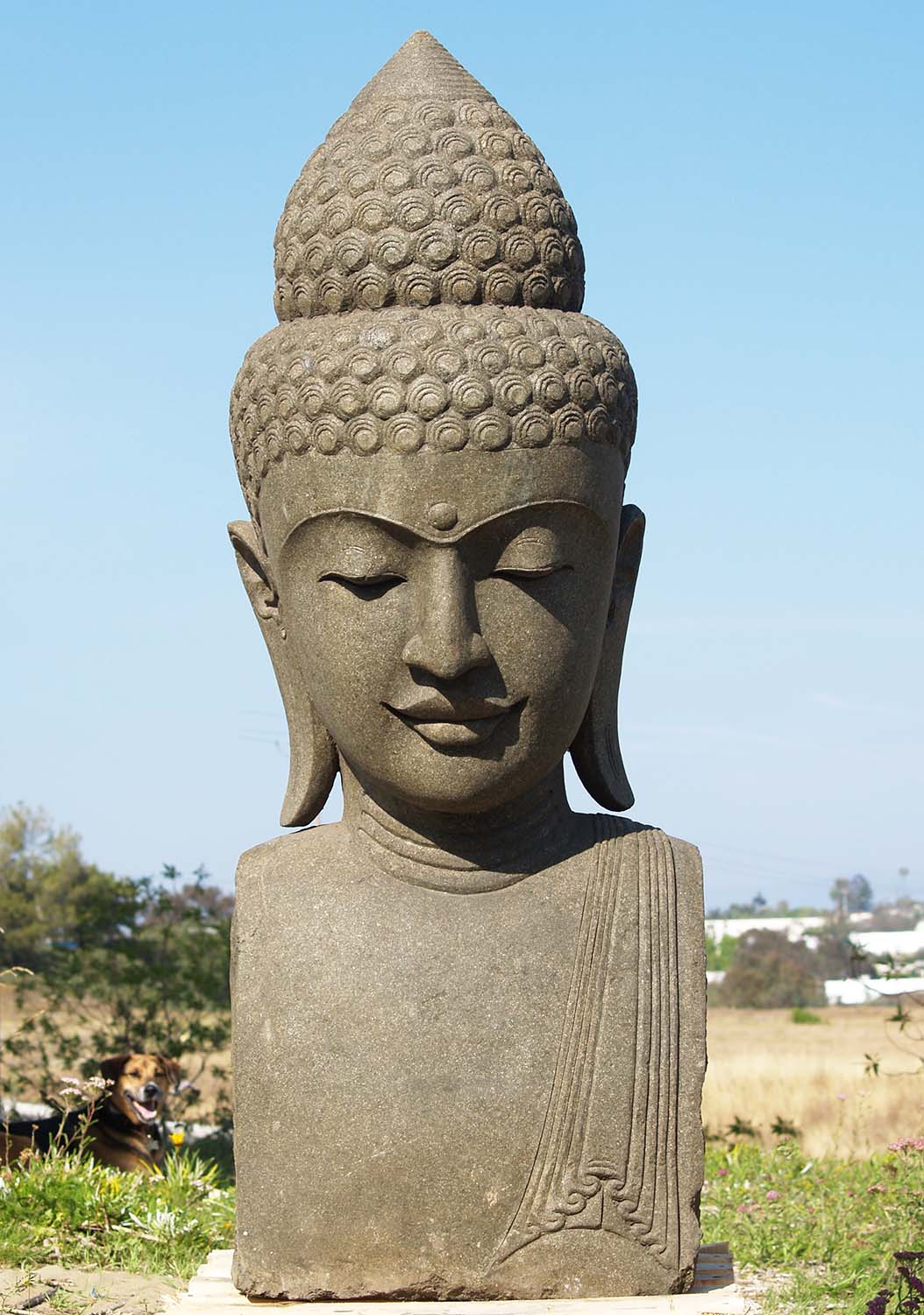 SOLD Large Stone Garden Buddha Head 60