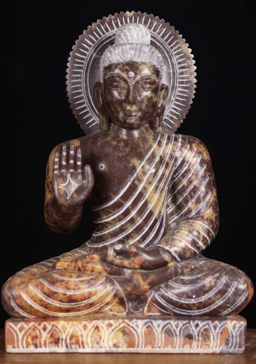 Black Marble Abhaya Buddha Statue 10"