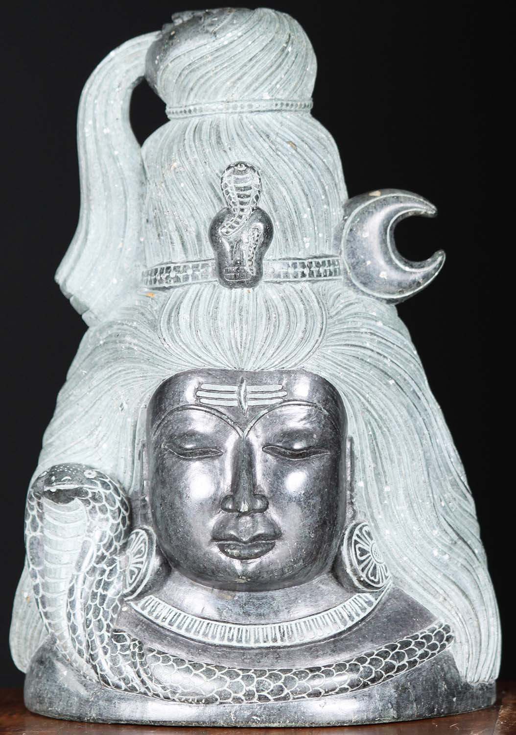 Marble Shiva with Cobra & Goddess Ganga 8.5"