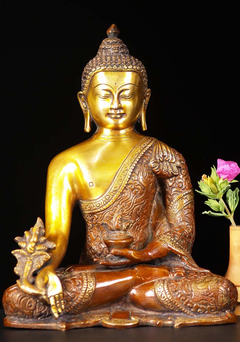 Brass Medicine Buddha Sculpture 10"