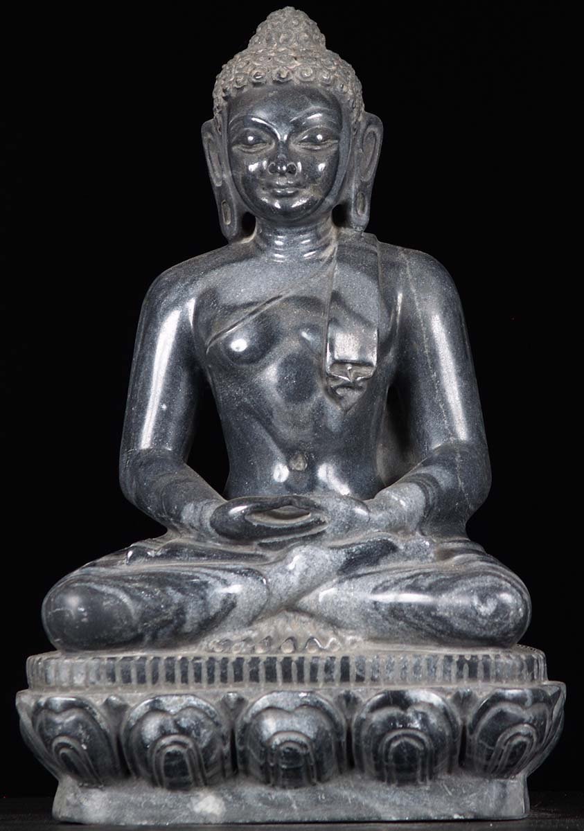 Meditating Black Marble Buddha 19"