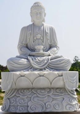 Large White Marble Teaching Buddha Statue with Beautiful Flame Finial on  Lotus Base 66 (#129wm19): Hindu Gods & Buddha Statues