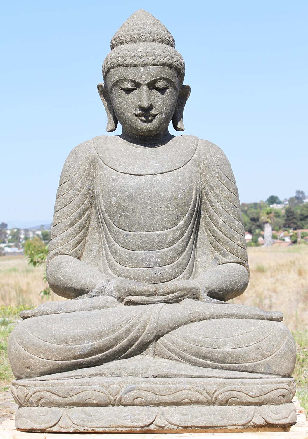 SOLD Stone Meditating Buddha Garden Sculpture 36" (#88ls300): Hindu