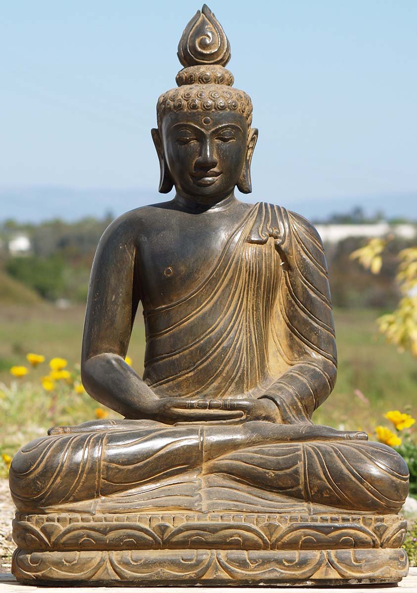 SOLD Stone Meditating Buddha Sculpture 35