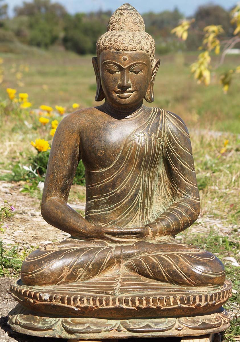 SOLD Meditating Buddha Statue Stone 31" (83ls42) Hindu