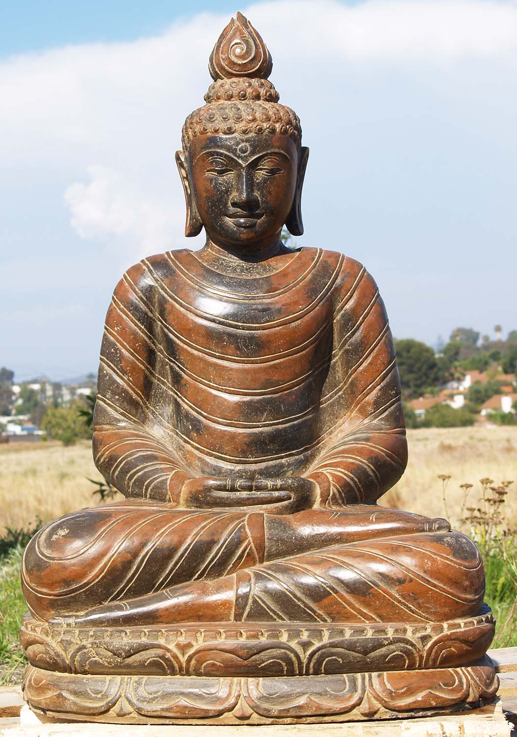 Stone Dhyana Mudra Garden Buddha Statue 36"