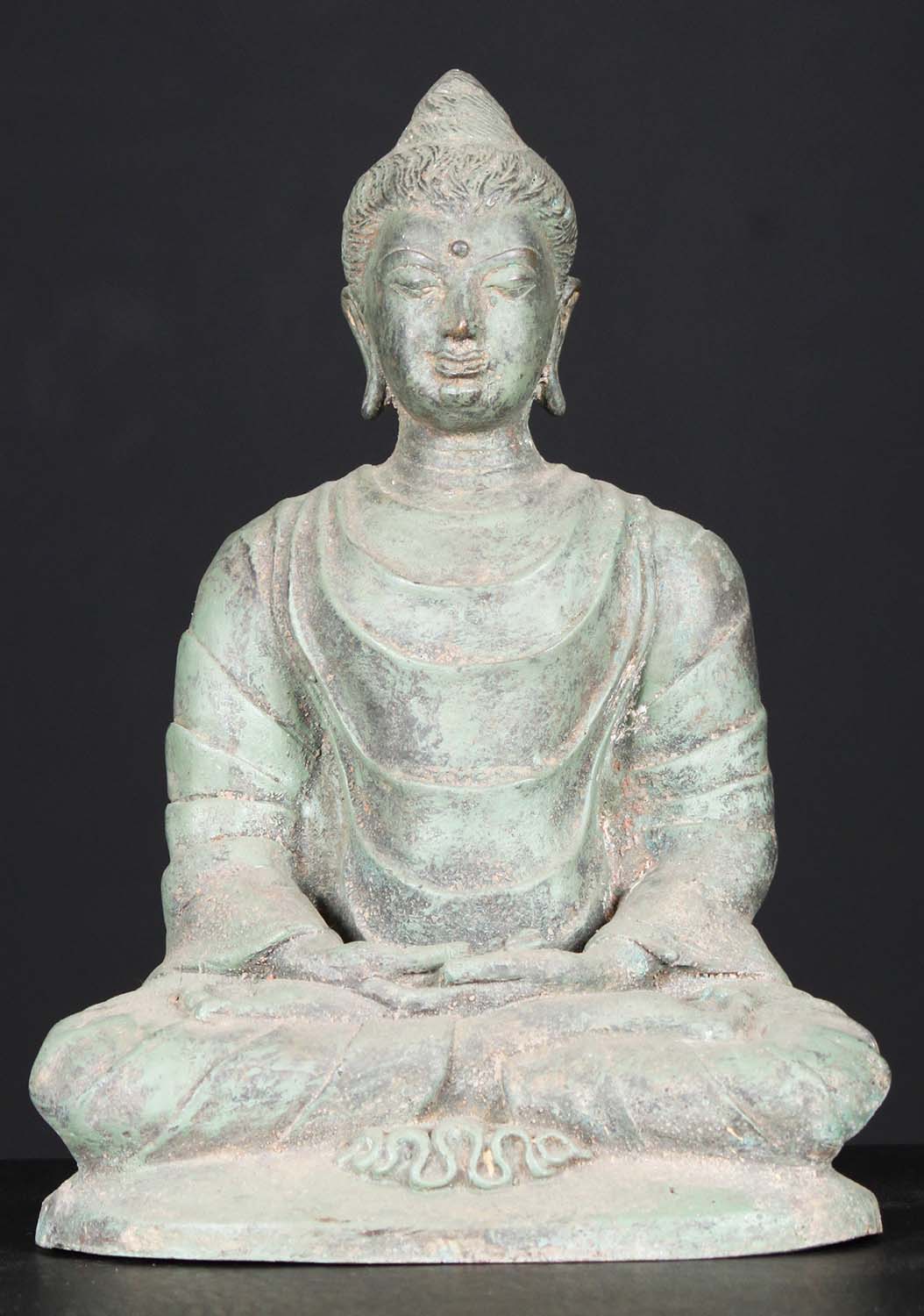 Brass Meditating Gandhara Buddha Statue 10"