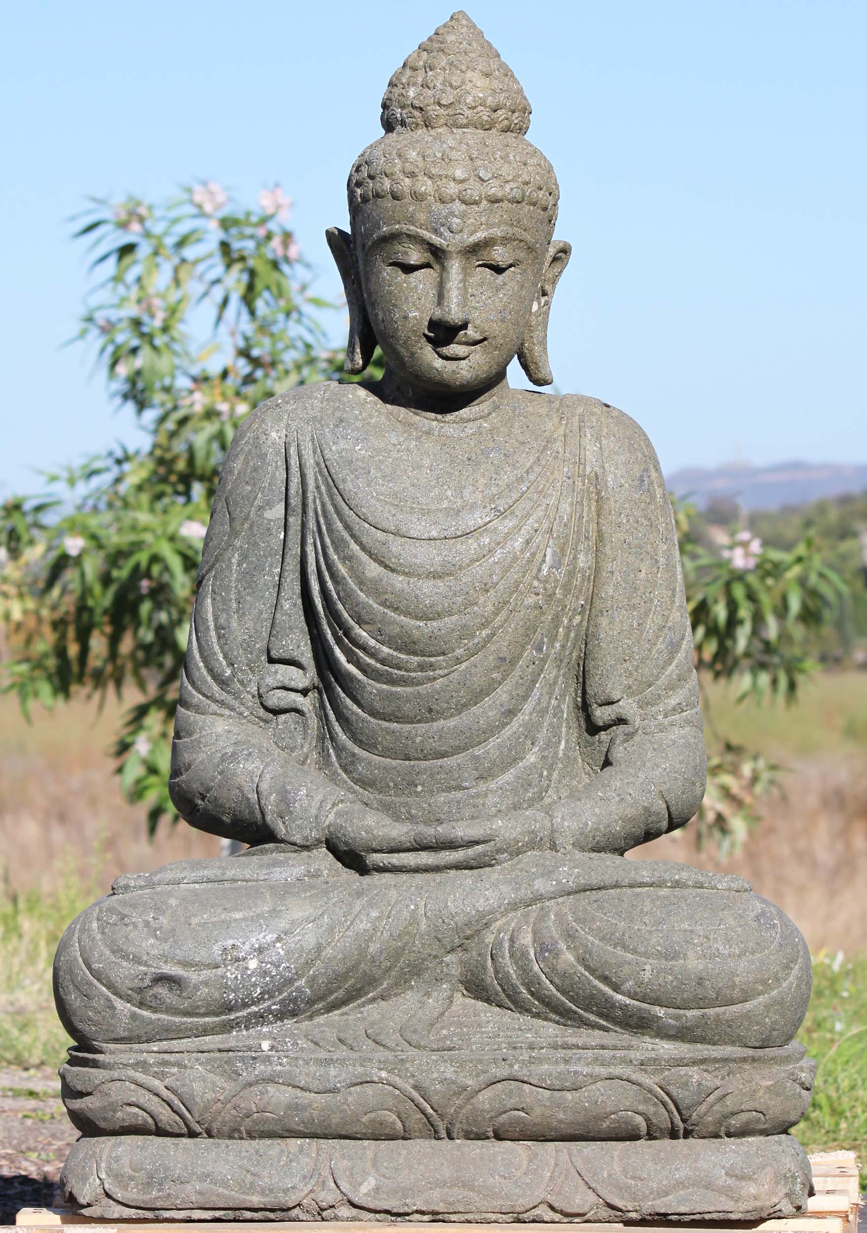 SOLD Stone Meditating Buddha Garden Statue 36