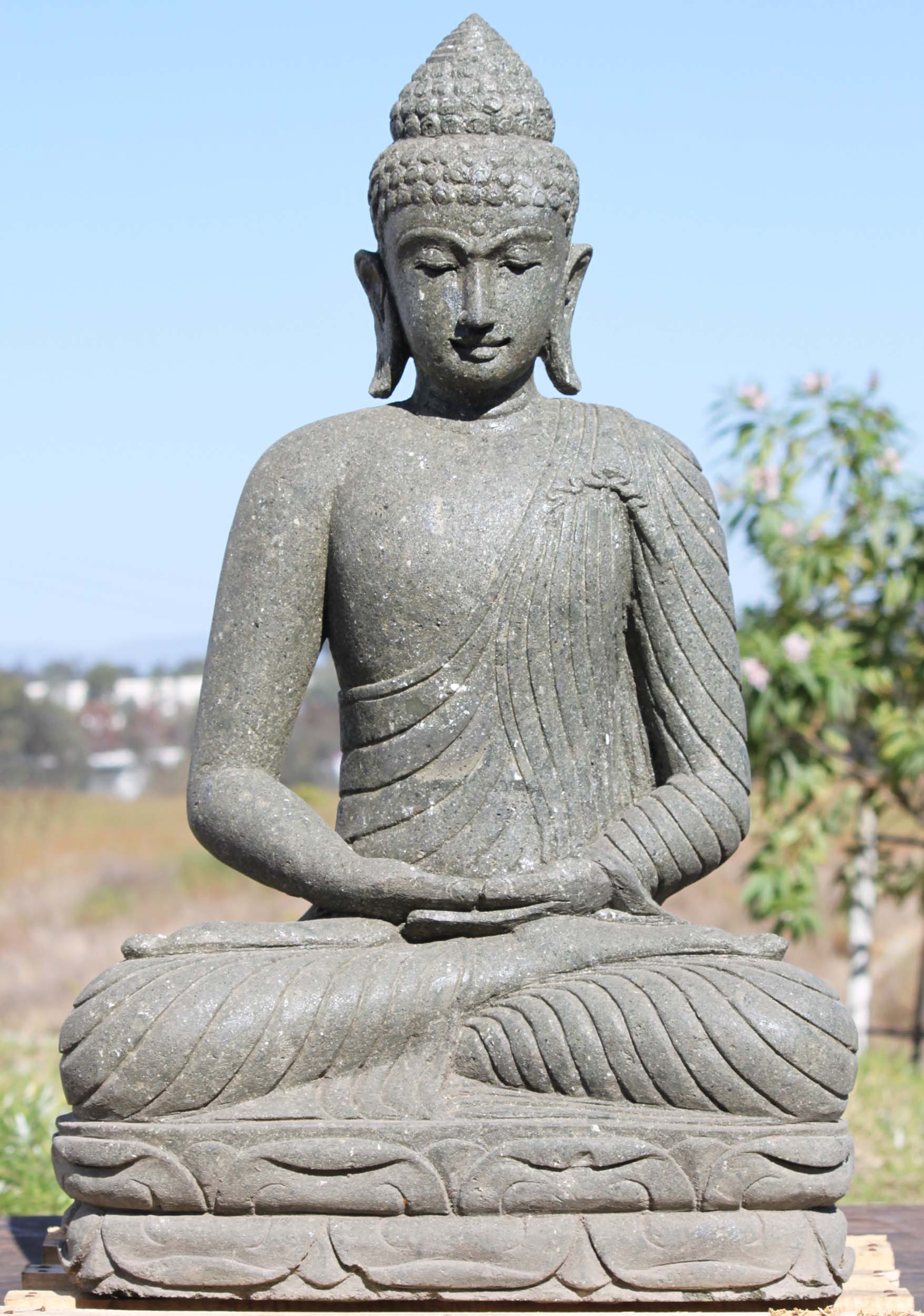 SOLD Stone Meditating Garden Buddha Statue 35