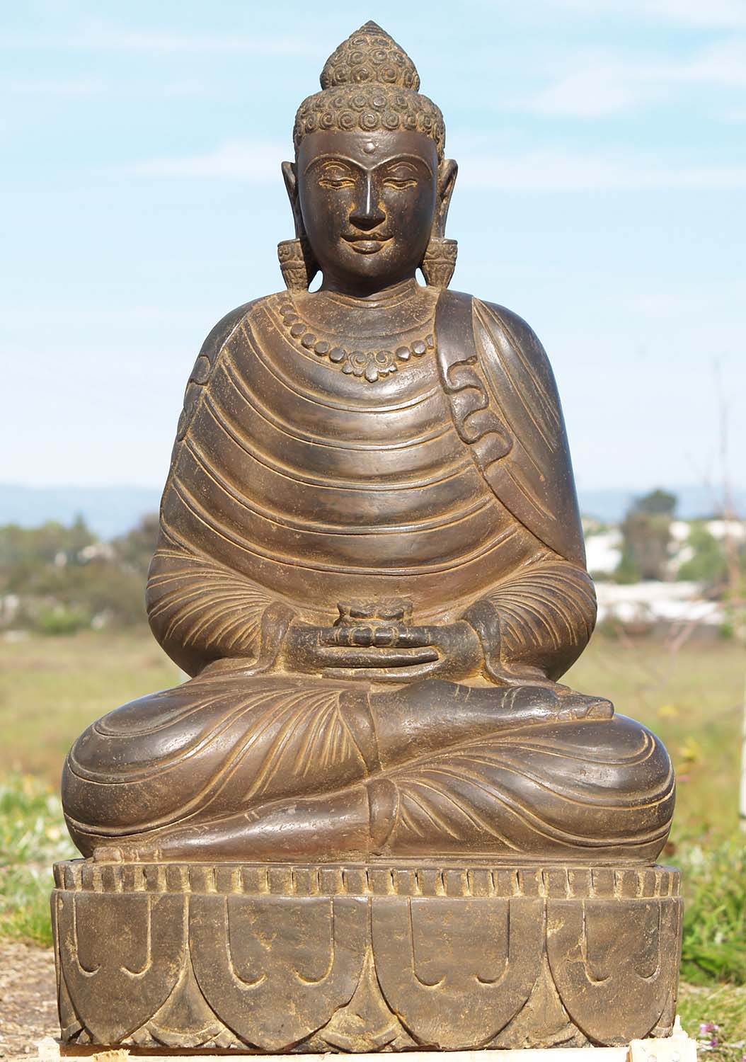 SOLD Meditating Buddha Statue with Earrings 37"