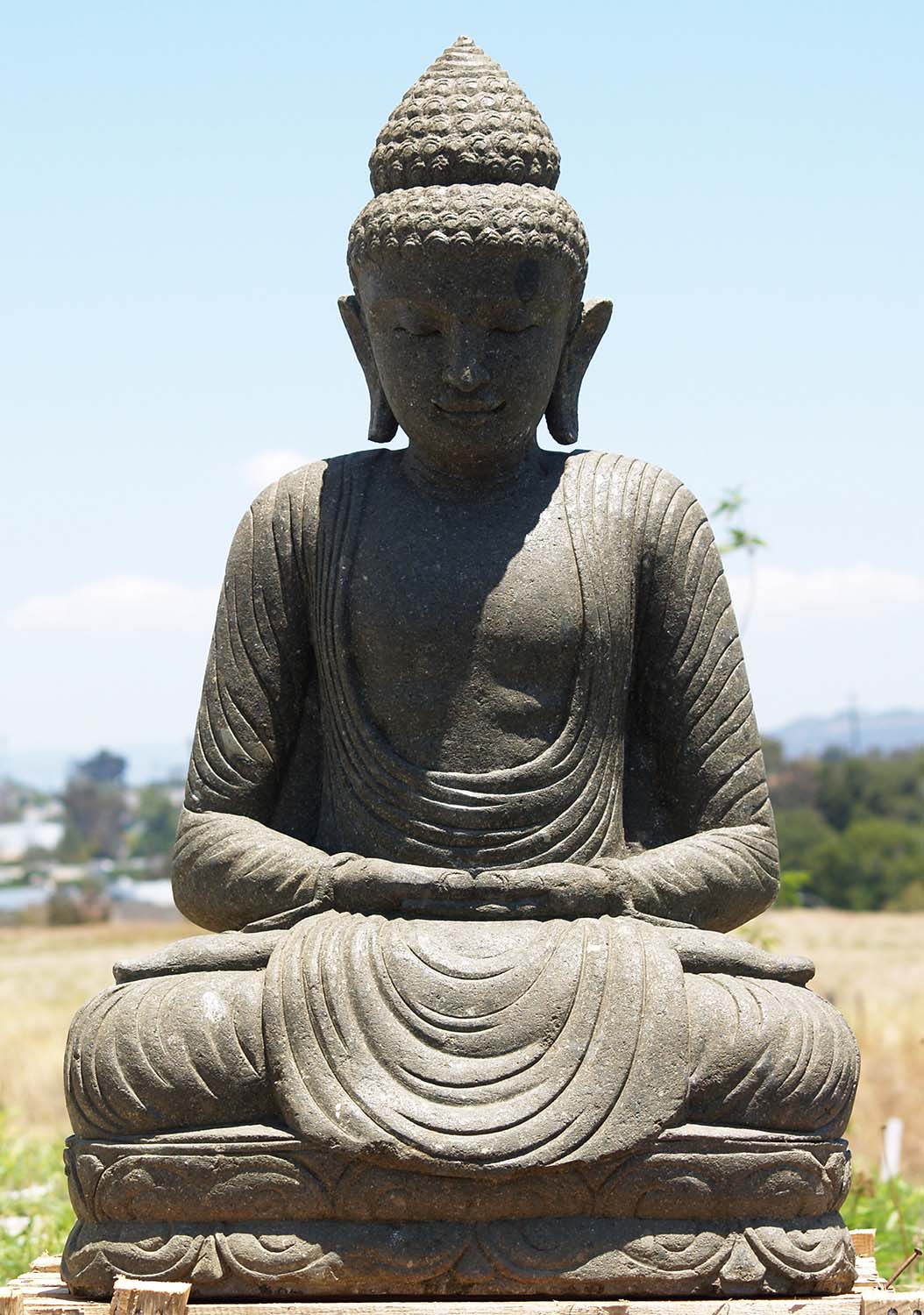 Stone Meditating Buddha Sculpture 41"