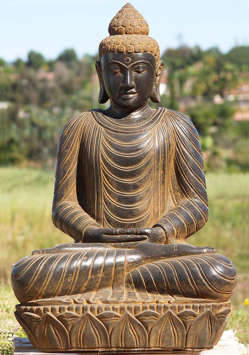 SOLD Stone Meditating Buddha Sculpture 38