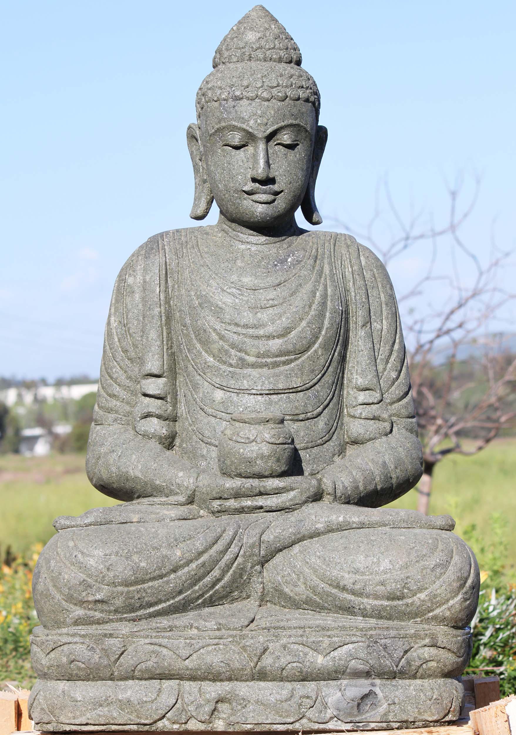 SOLD Stone Garden Buddha Statue with Alms Bowl 40