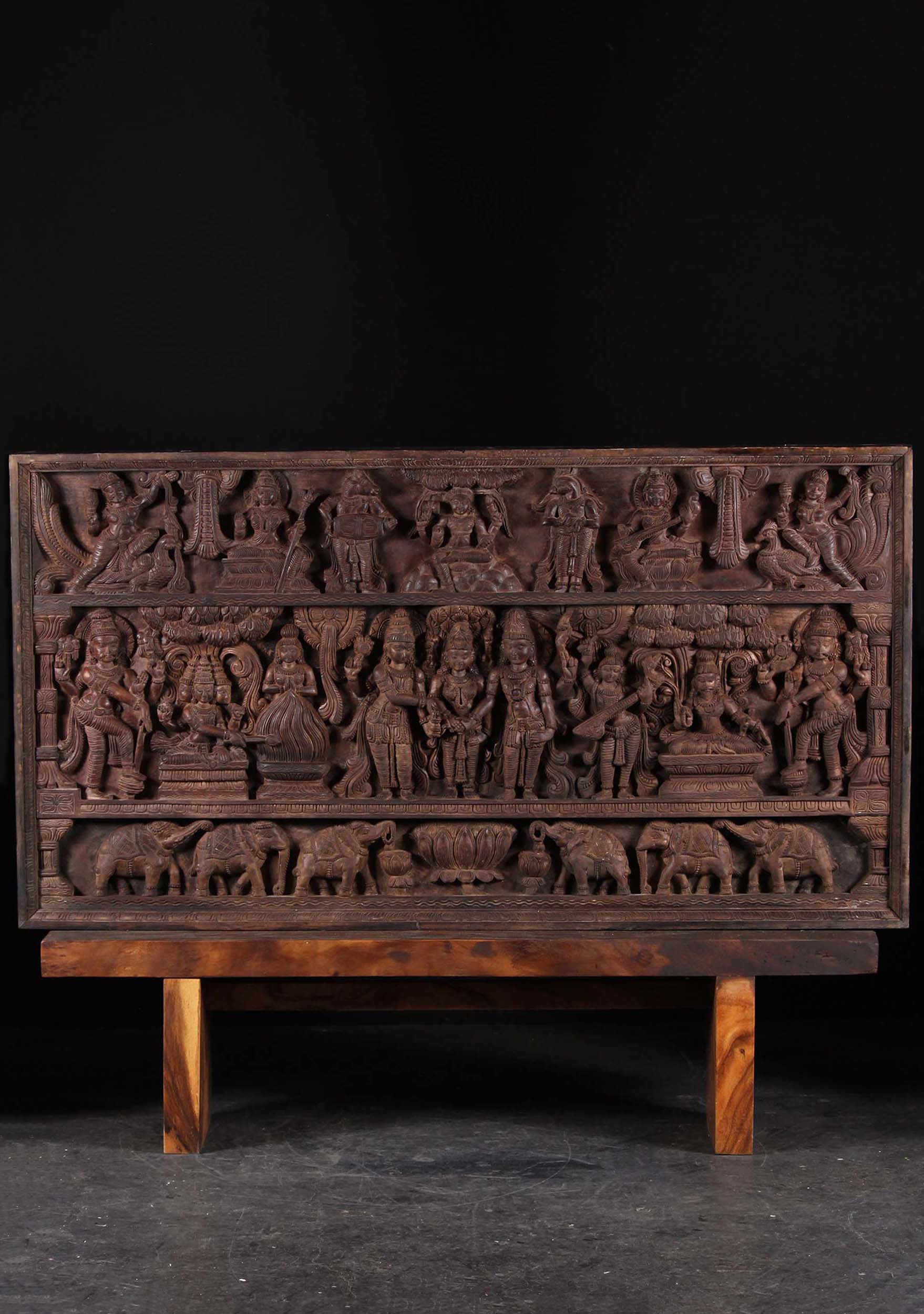 Wooden Meenakshi Kalyanam Panel Wall 72"