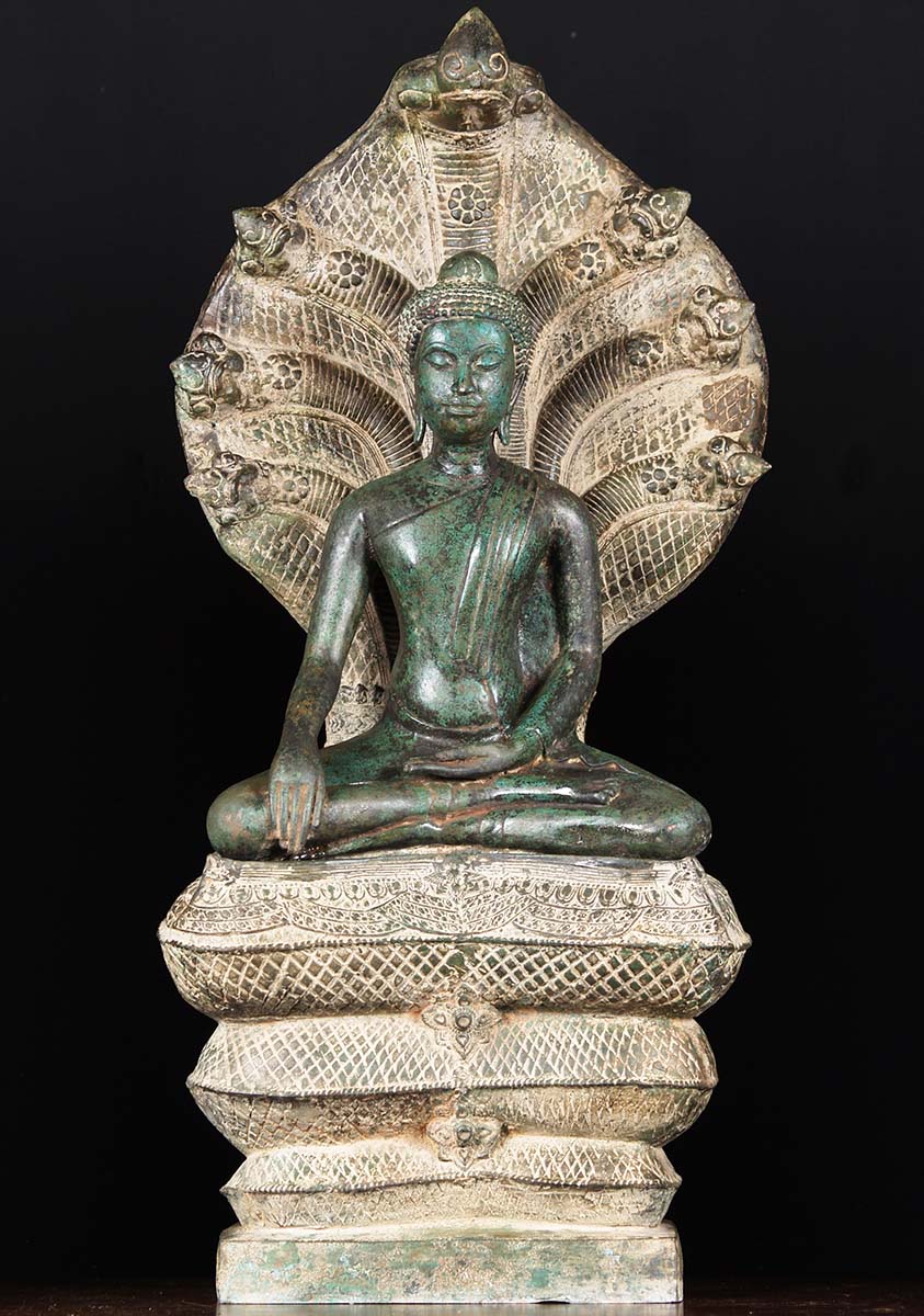 SOLD Brass Beautiful Naga  Buddha Statue  39 82t70 