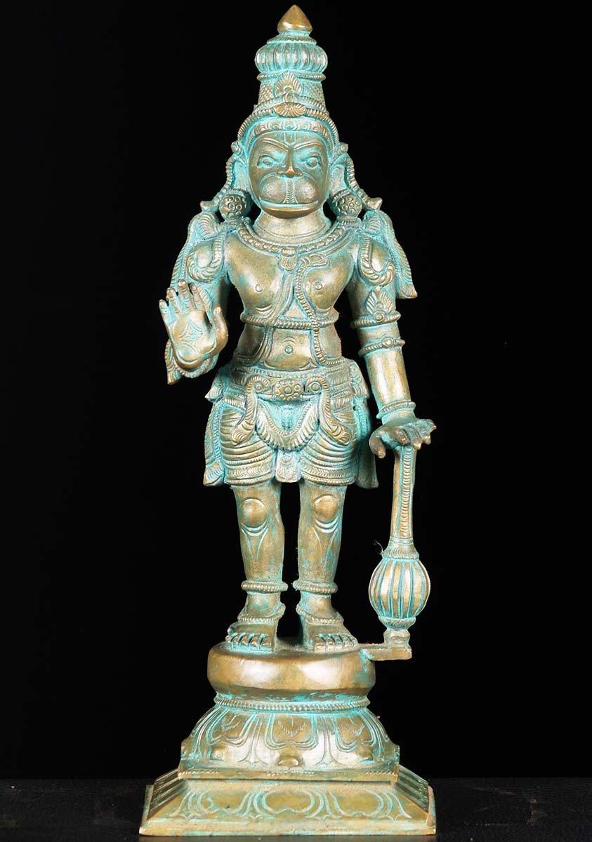 Bronze Abhaya Hanuman Statue 12"