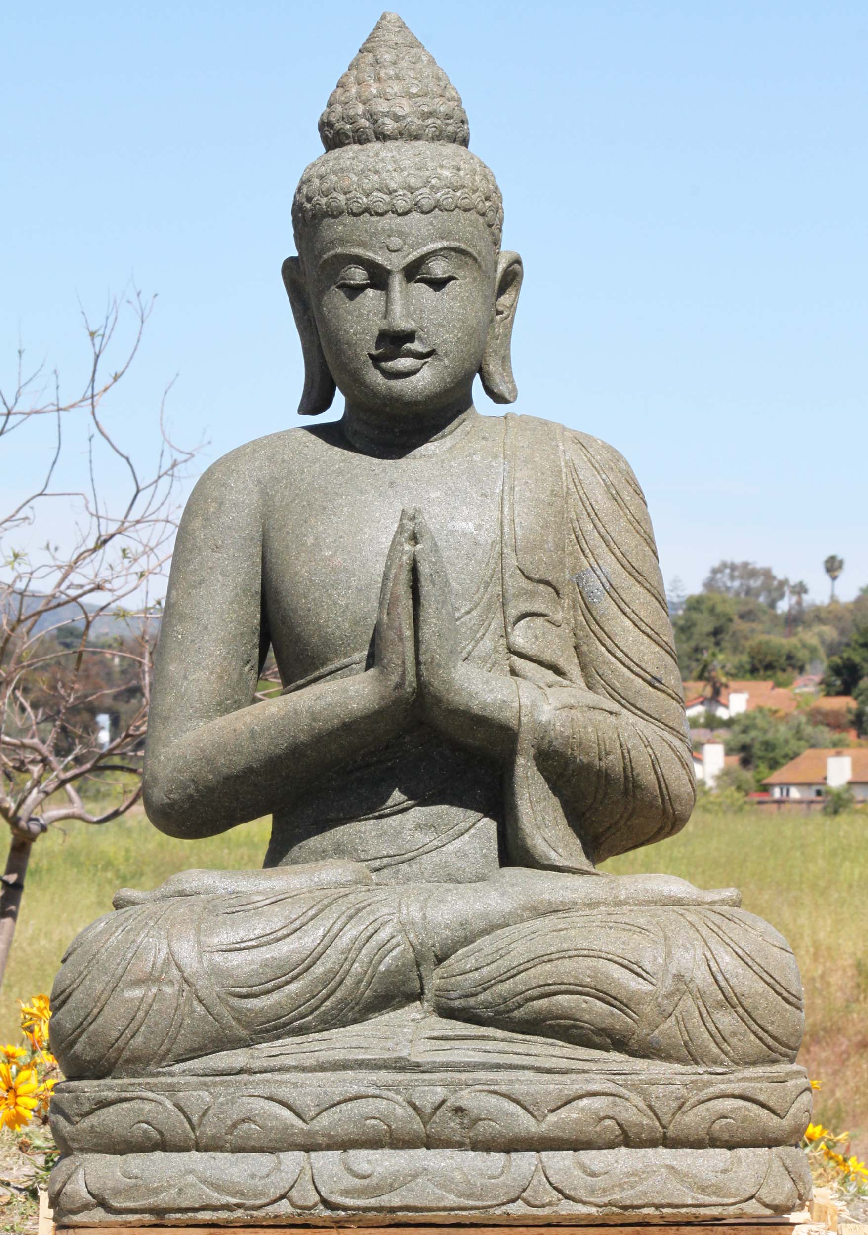 Stone Namaste Buddha Garden Sculpture 47"