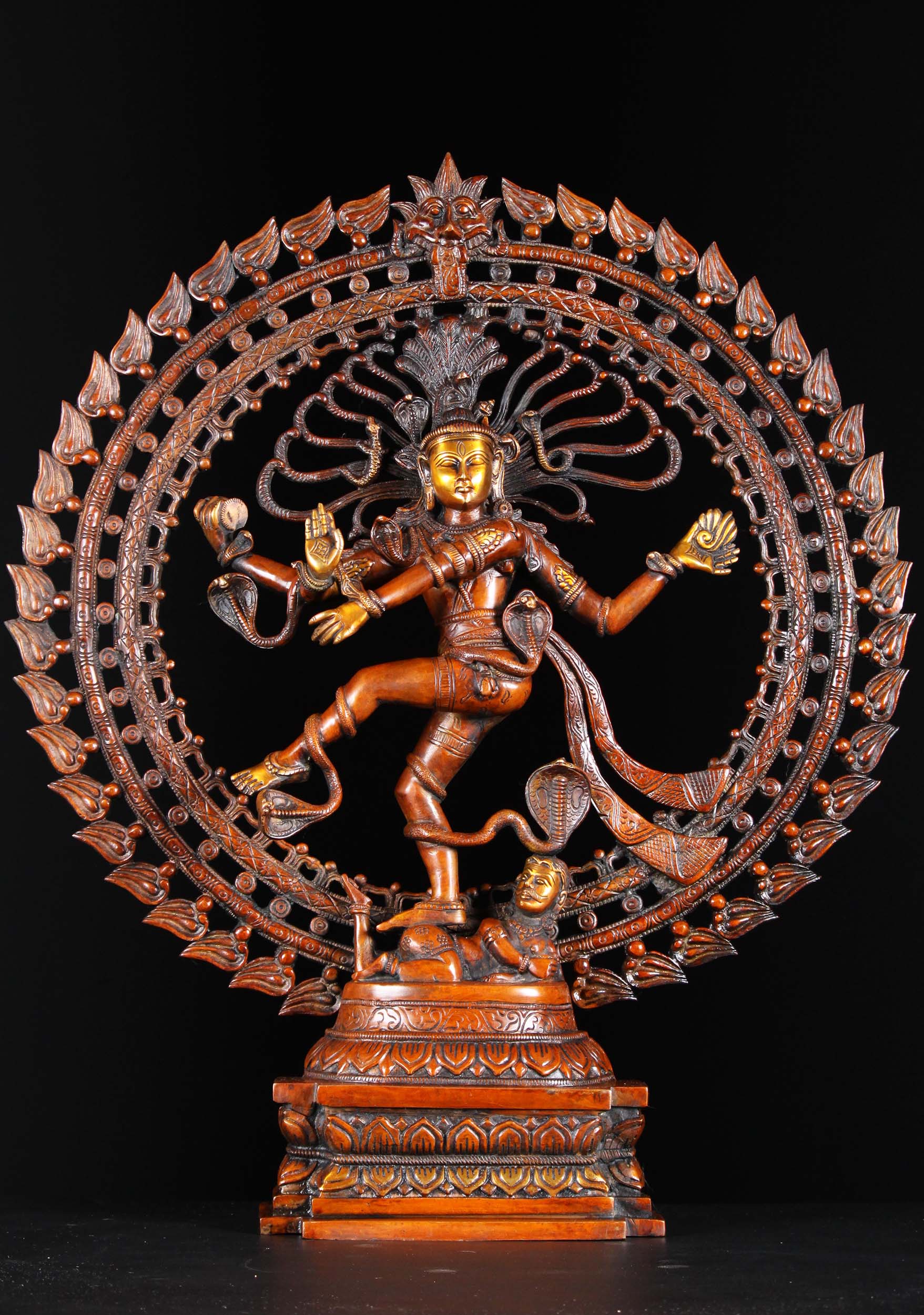 Brass Dancing Nataraja Statue with Cobras 27" (#72bs20z): Hindu Gods