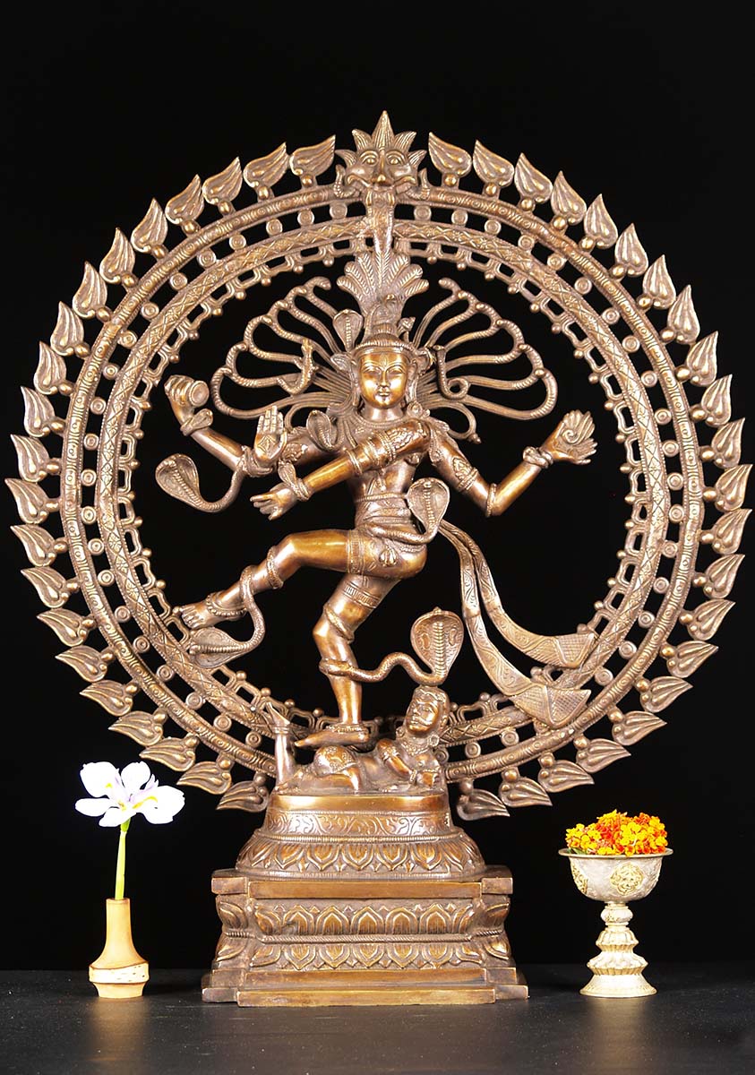 Brass Dancing Nataraja Statue with Cobras 27