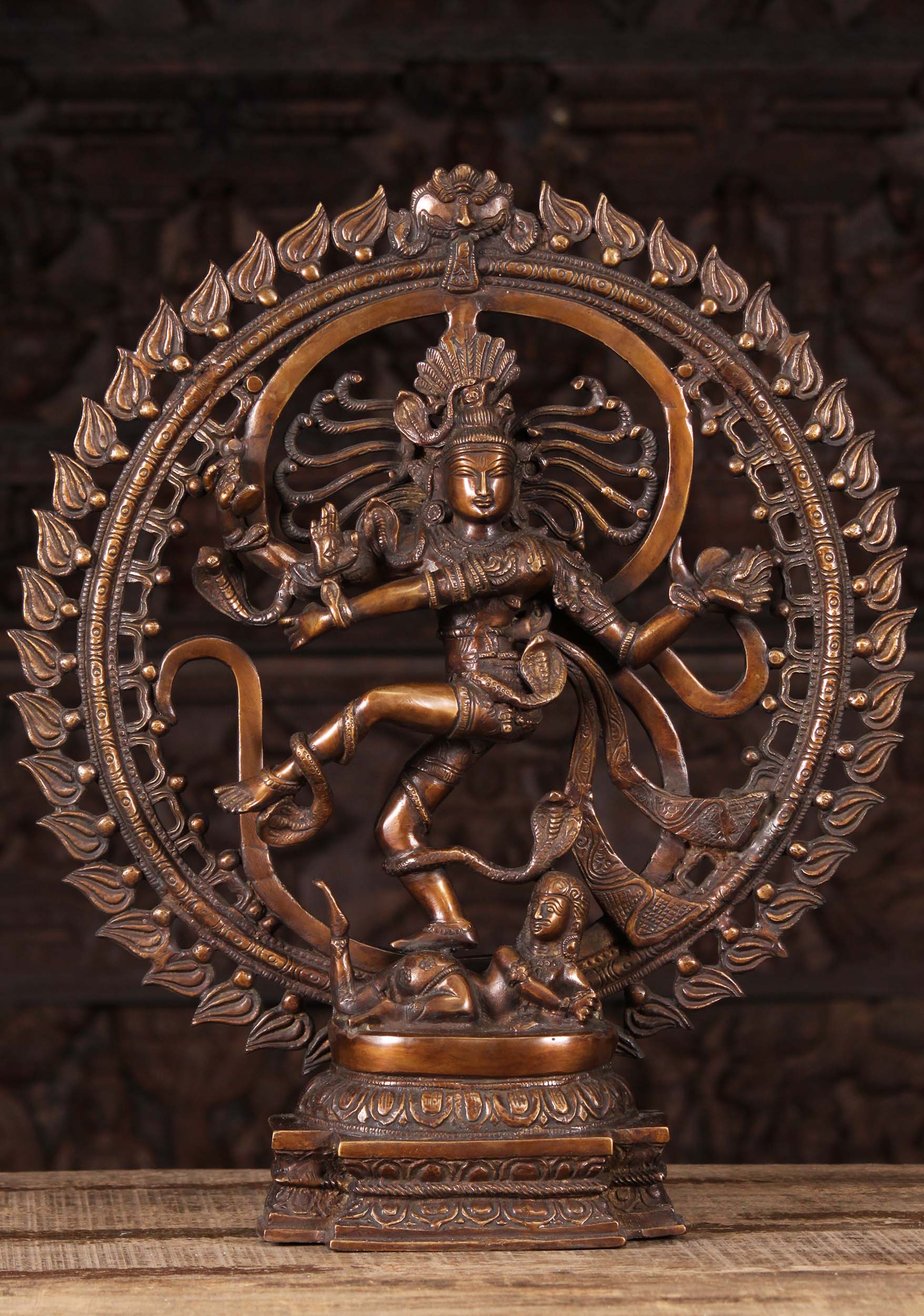 Brass Nataraja With Om Sign Arch 8 Cobras 21 89bs118z 