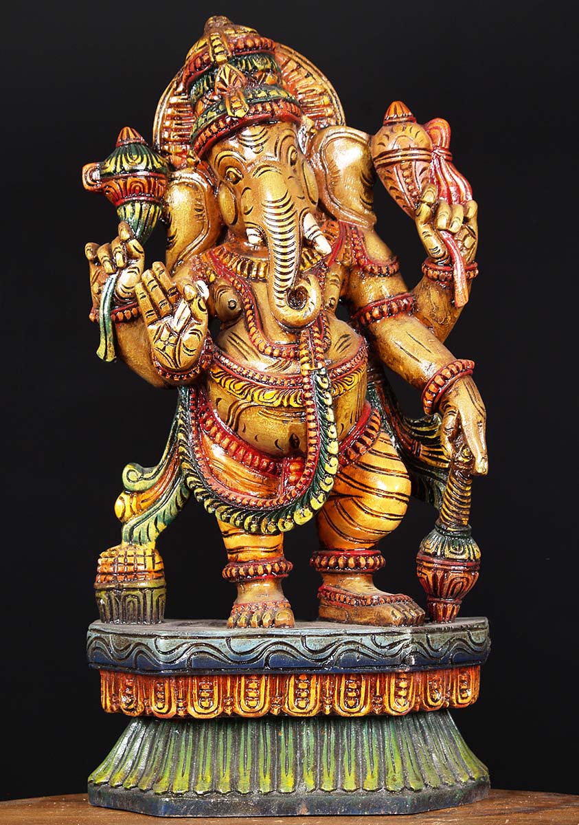 Sold Wooden Standing Ganesh Statue 24 76w1dw Hindu Gods And Buddha Statues 5222