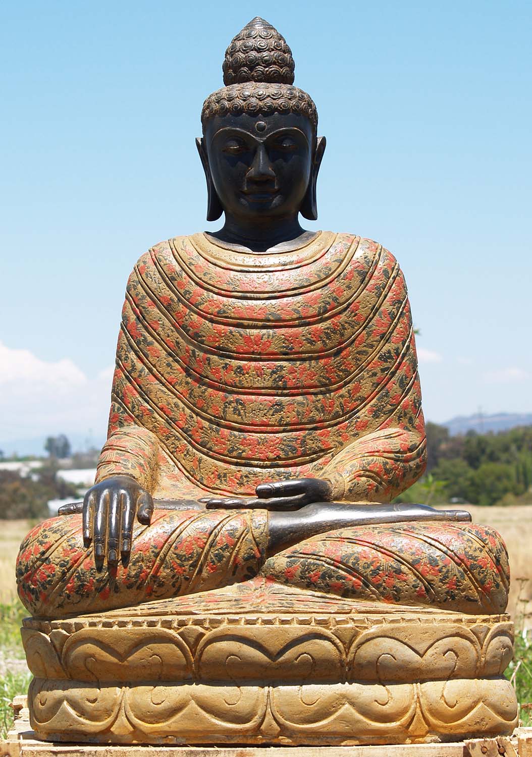 tone Garden Buddha with Floral Robes 40"