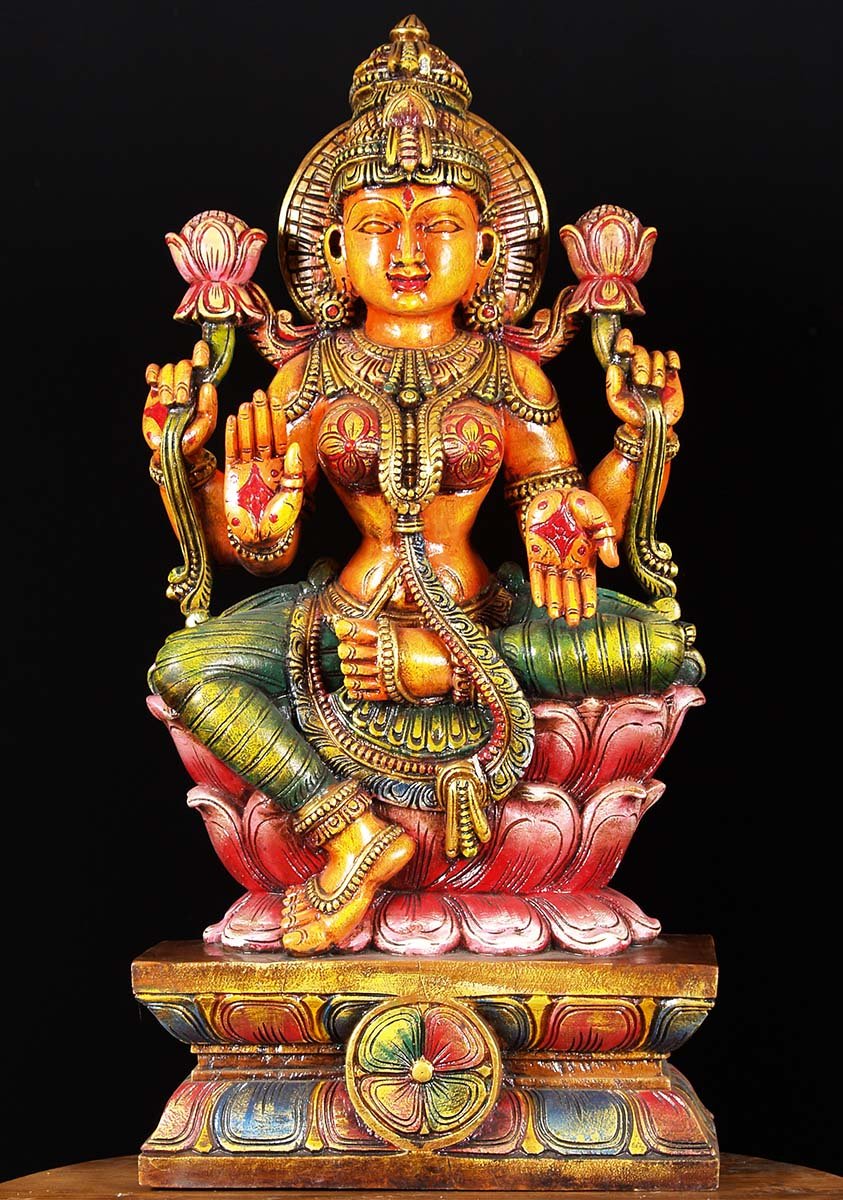 Painted Wooden Lakshmi 30"