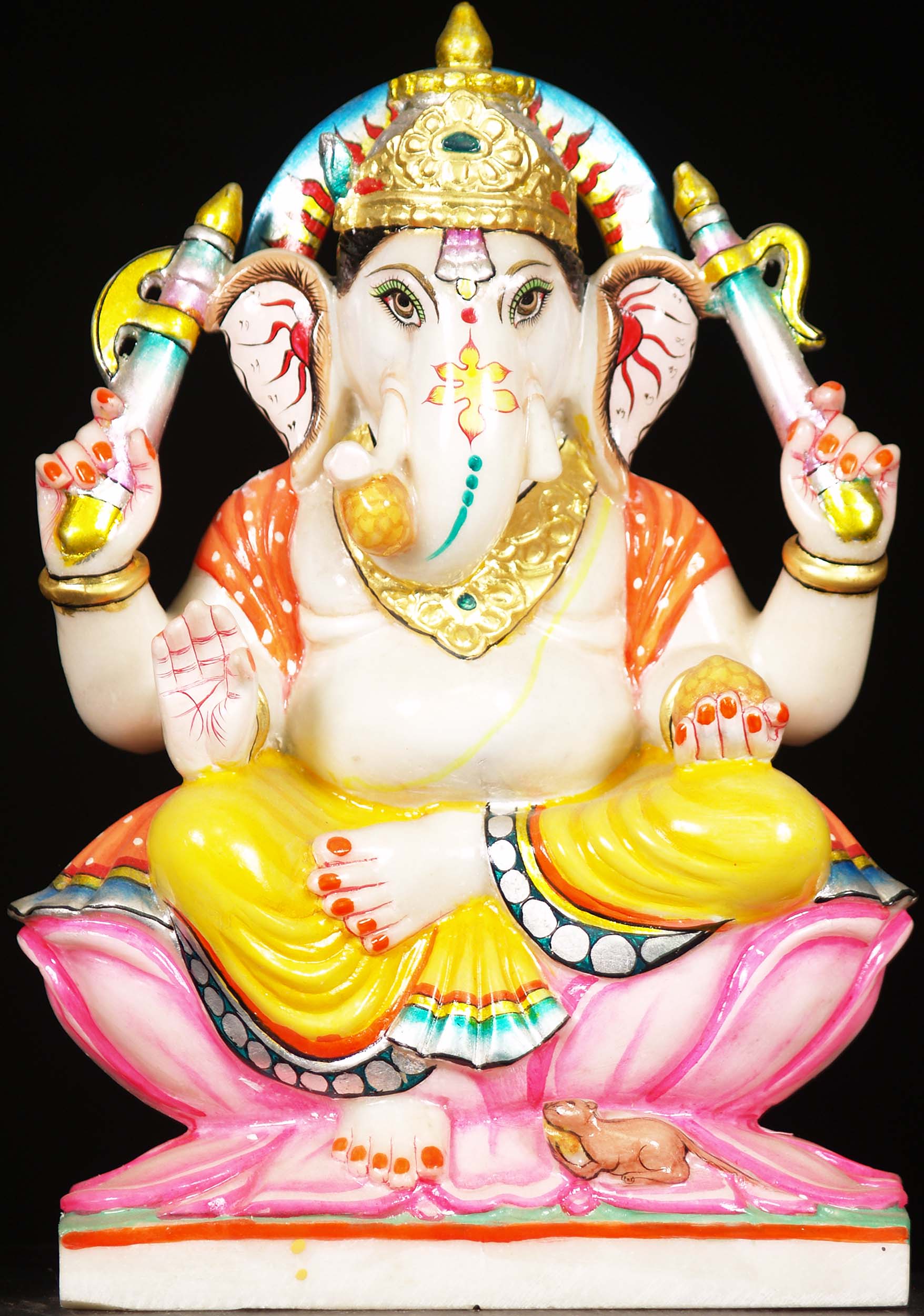 Painted Marble Ganesha